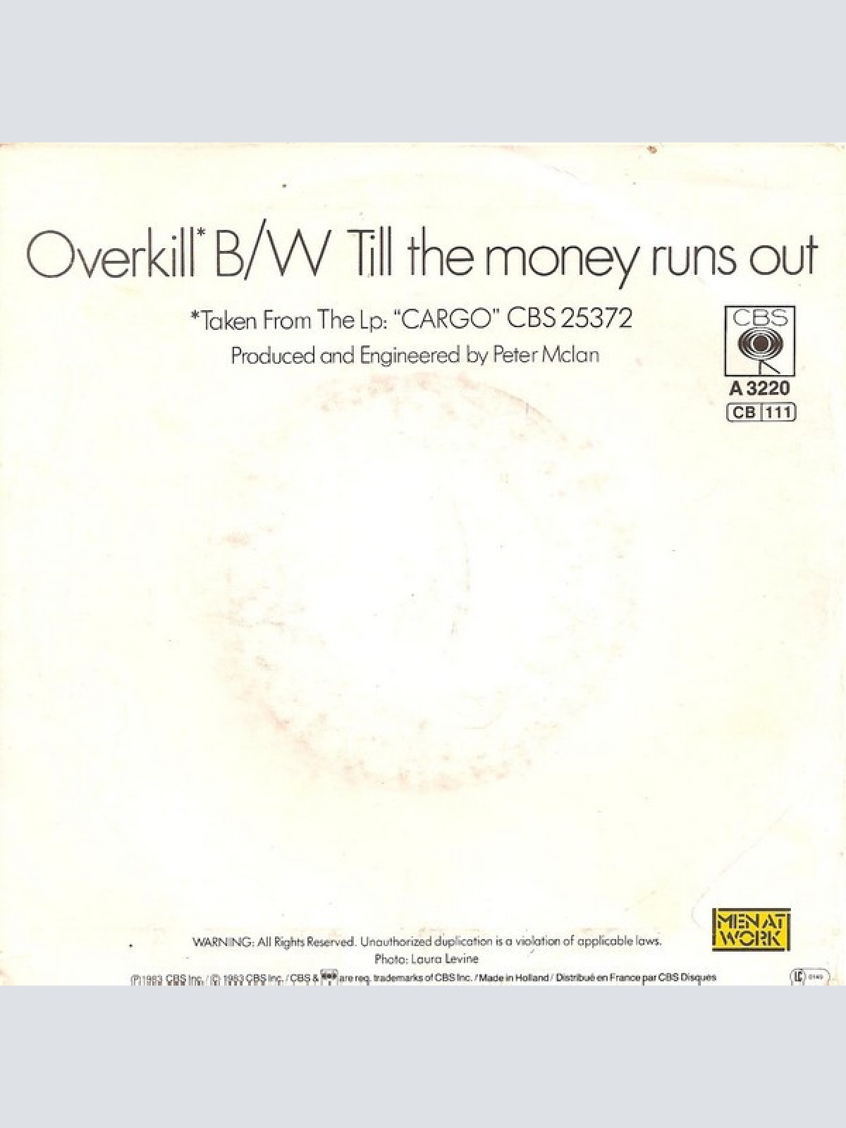 Vinyl / Men At Work - Overkill