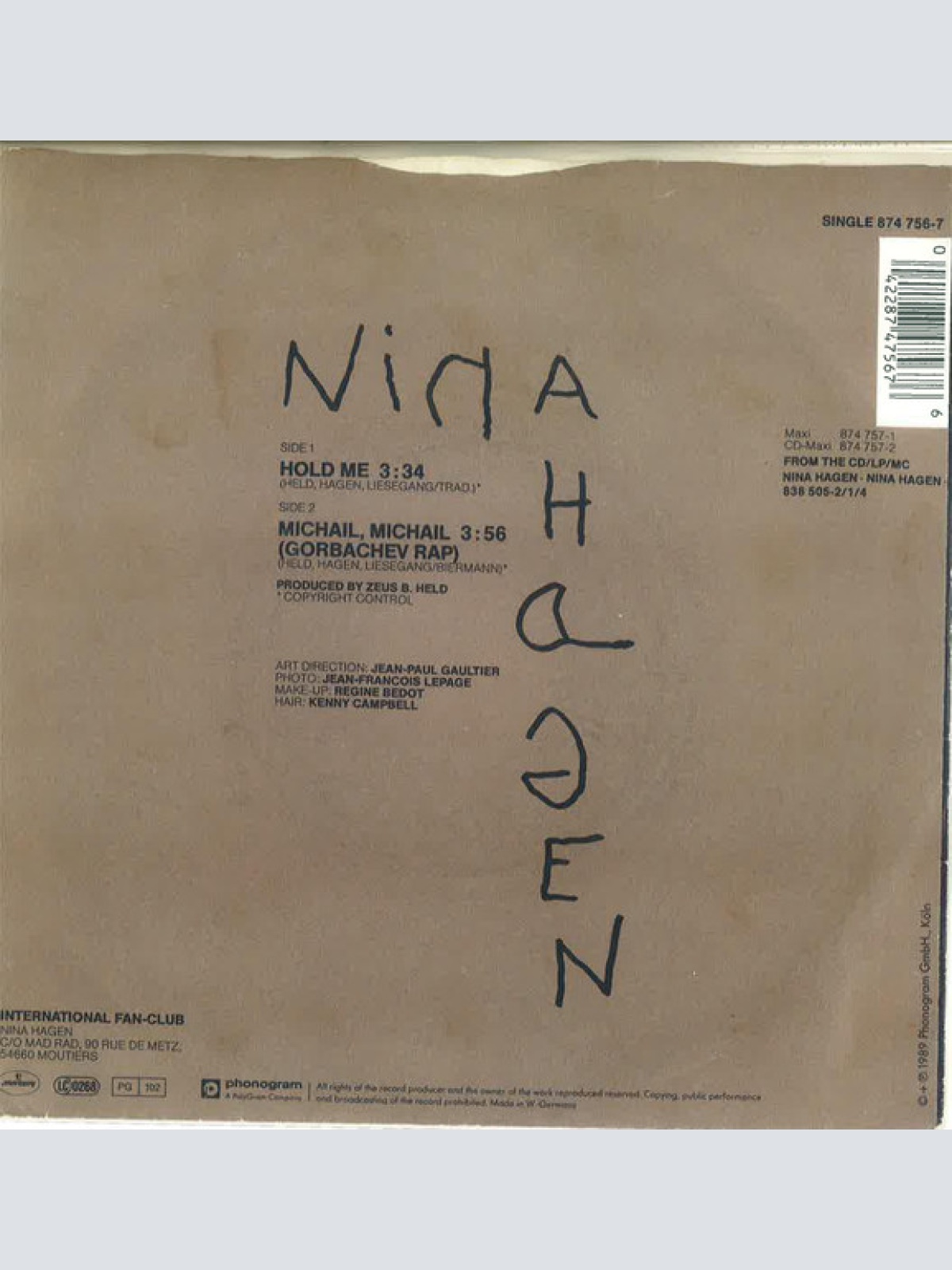 Vinyl / Nina Hagen - Hold Me