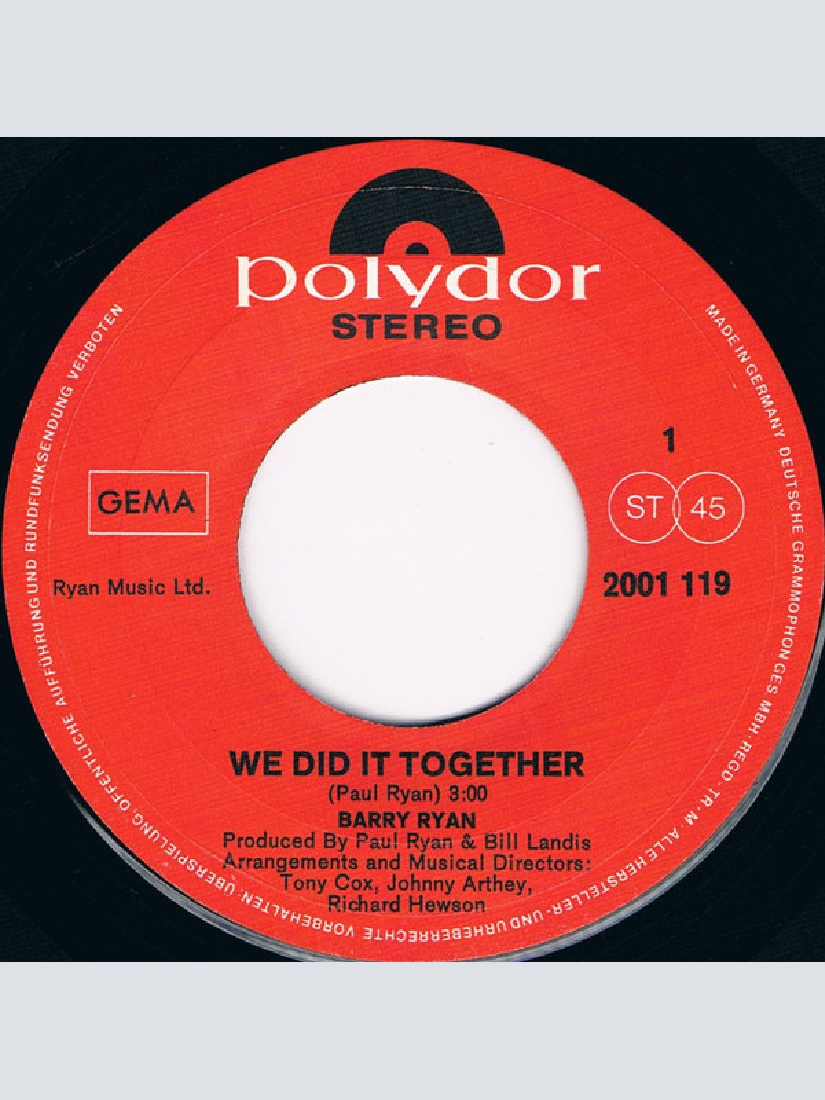 Vinyl / Barry Ryan - We Did It Together