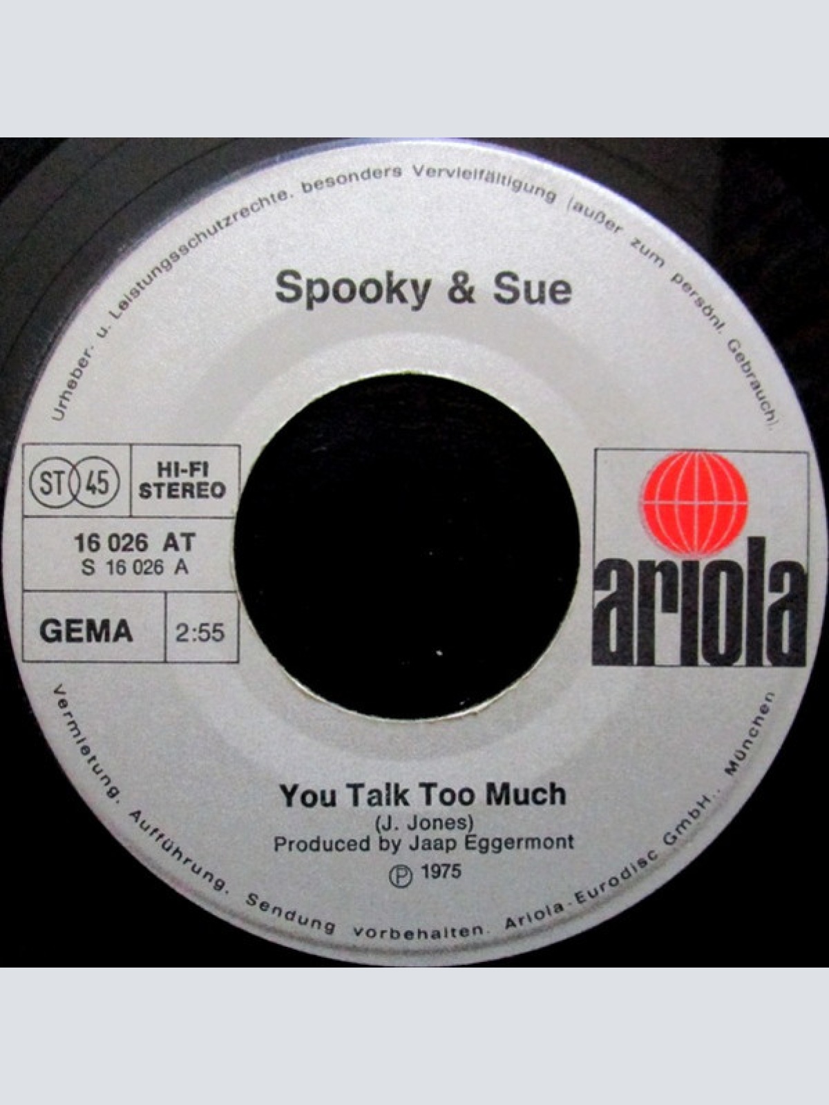 Vinyl / Spooky & Sue - You Talk Too Much