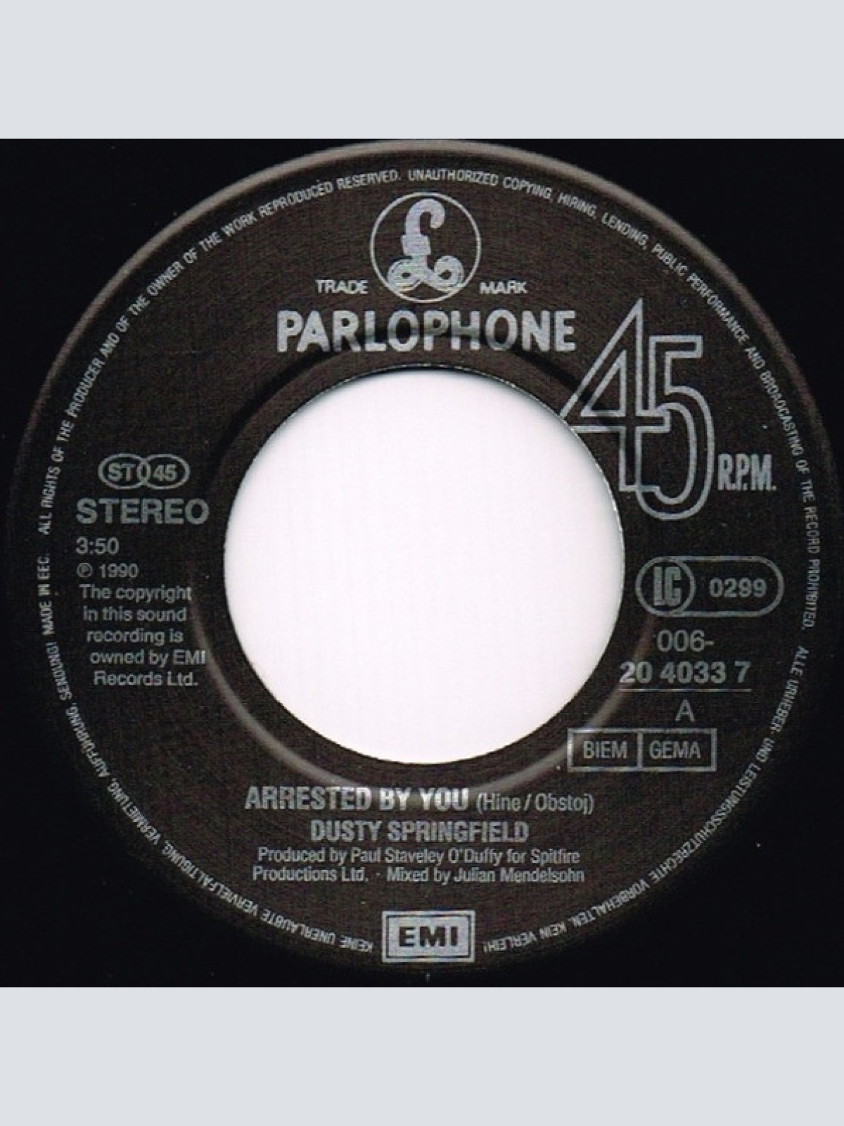 Vinyl / Dusty Springfield - Arrested By You