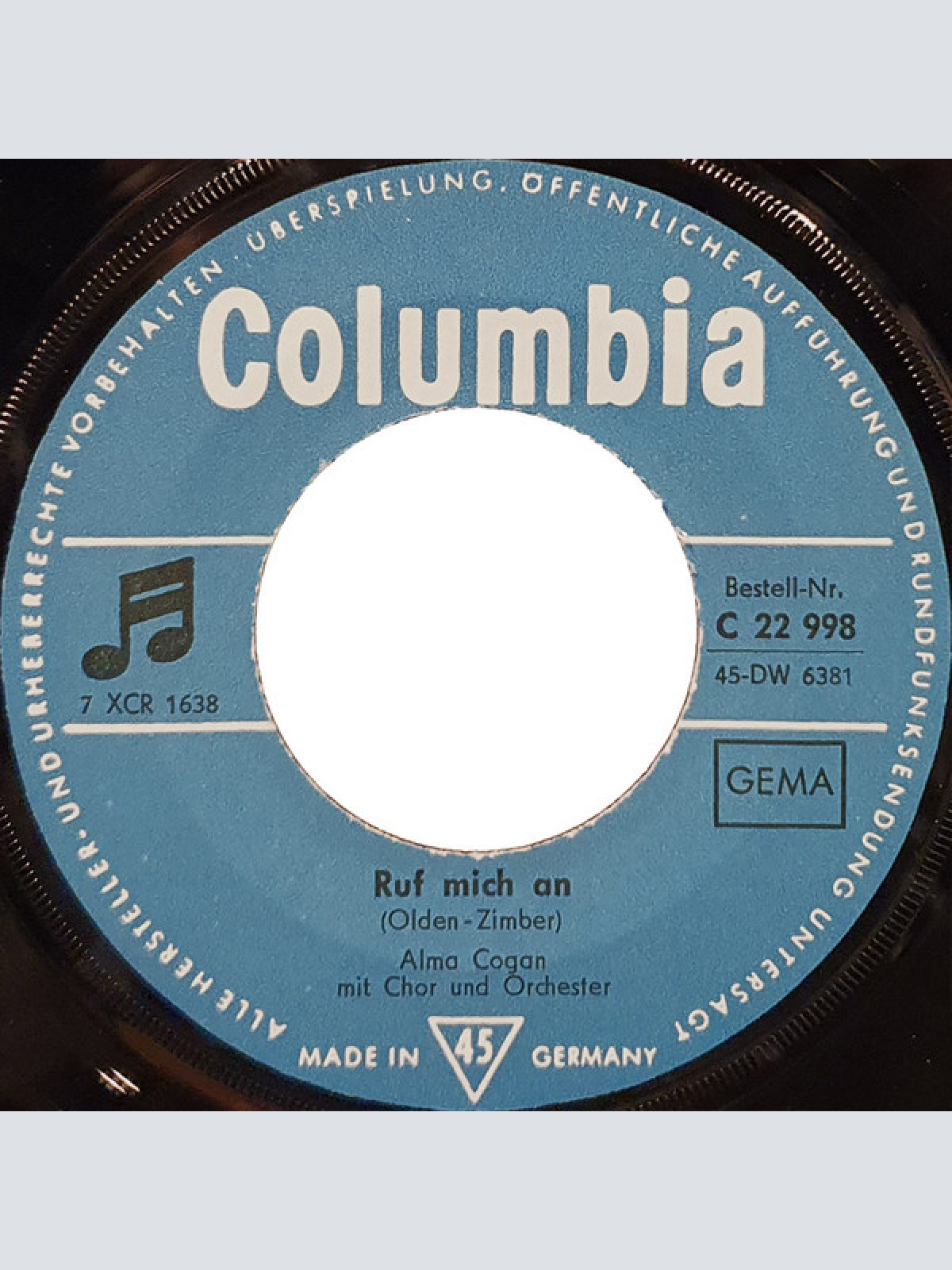 Vinyl / Alma Cogan - Ba-Ba-Song (Whiffenpoof-Song) / Ruf Mich An