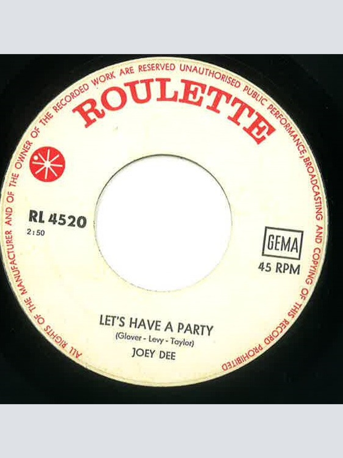 Vinyl / Joey Dee - Let's Have A Party