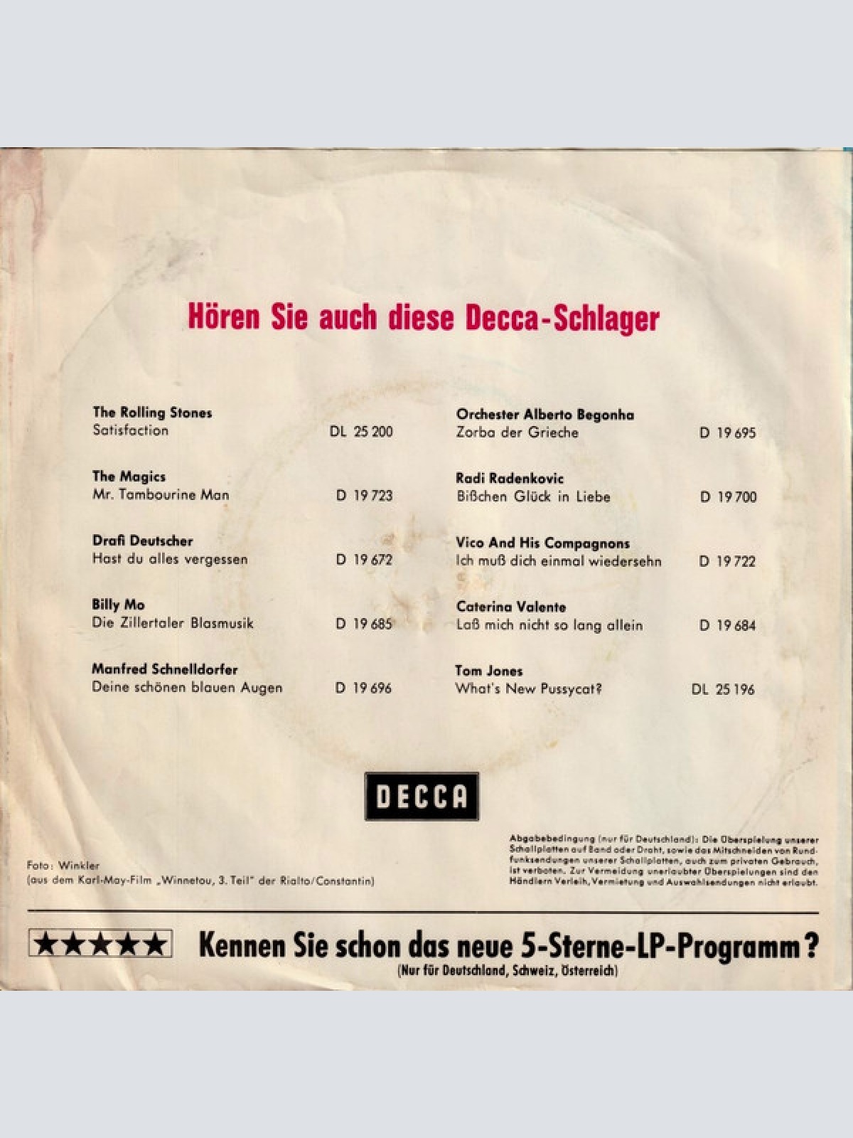 Vinyl / Lex Barker - Mädchen In Samt Und Seide / Ich Bin Morgen Auf Dem Weg Zu Dir