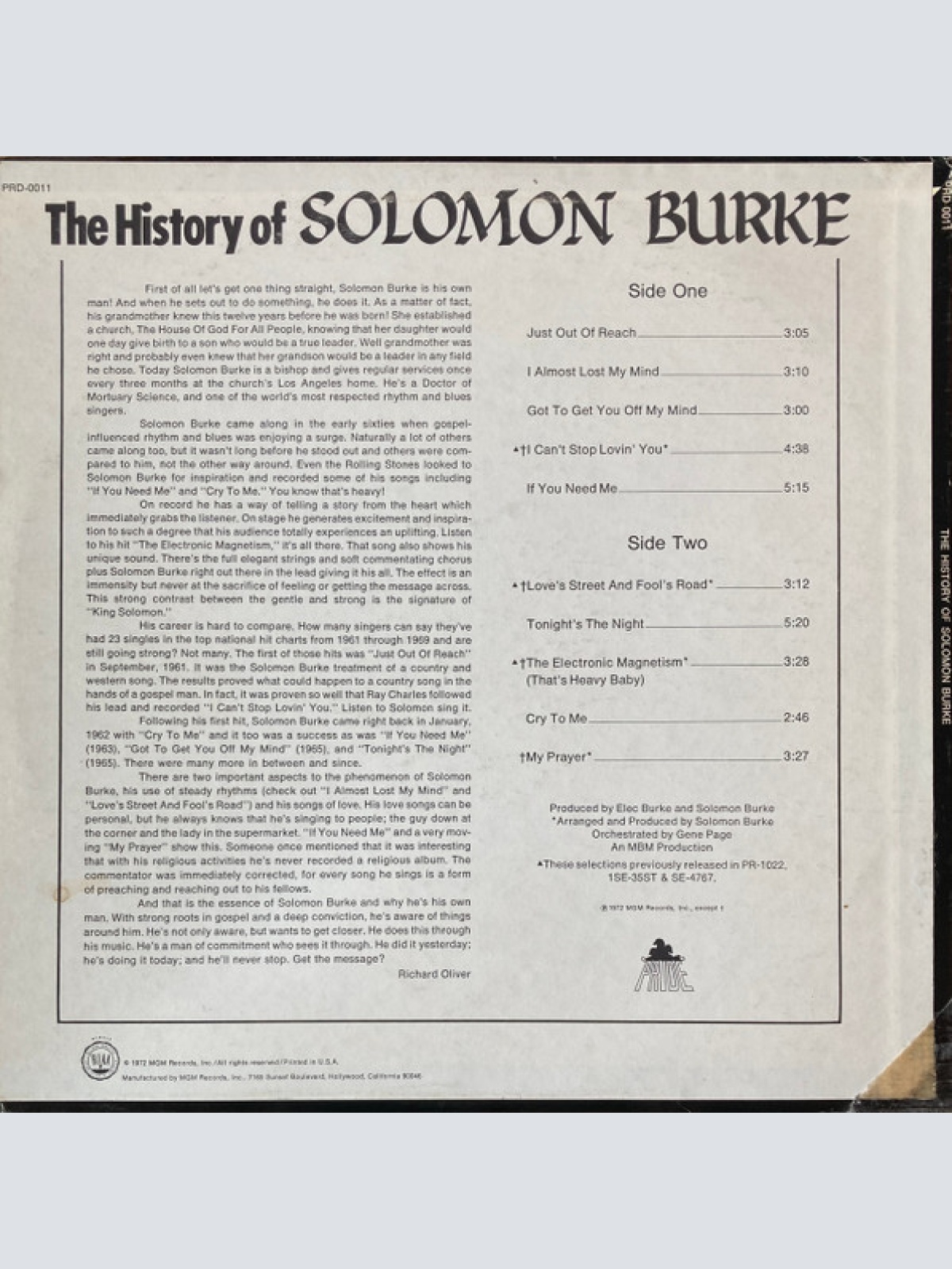 Vinyl / Solomon Burke - The History Of Solomon Burke