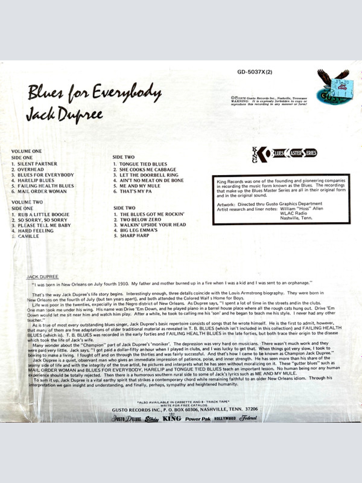 Vinyl / Jack Dupree* - Blues For Everybody