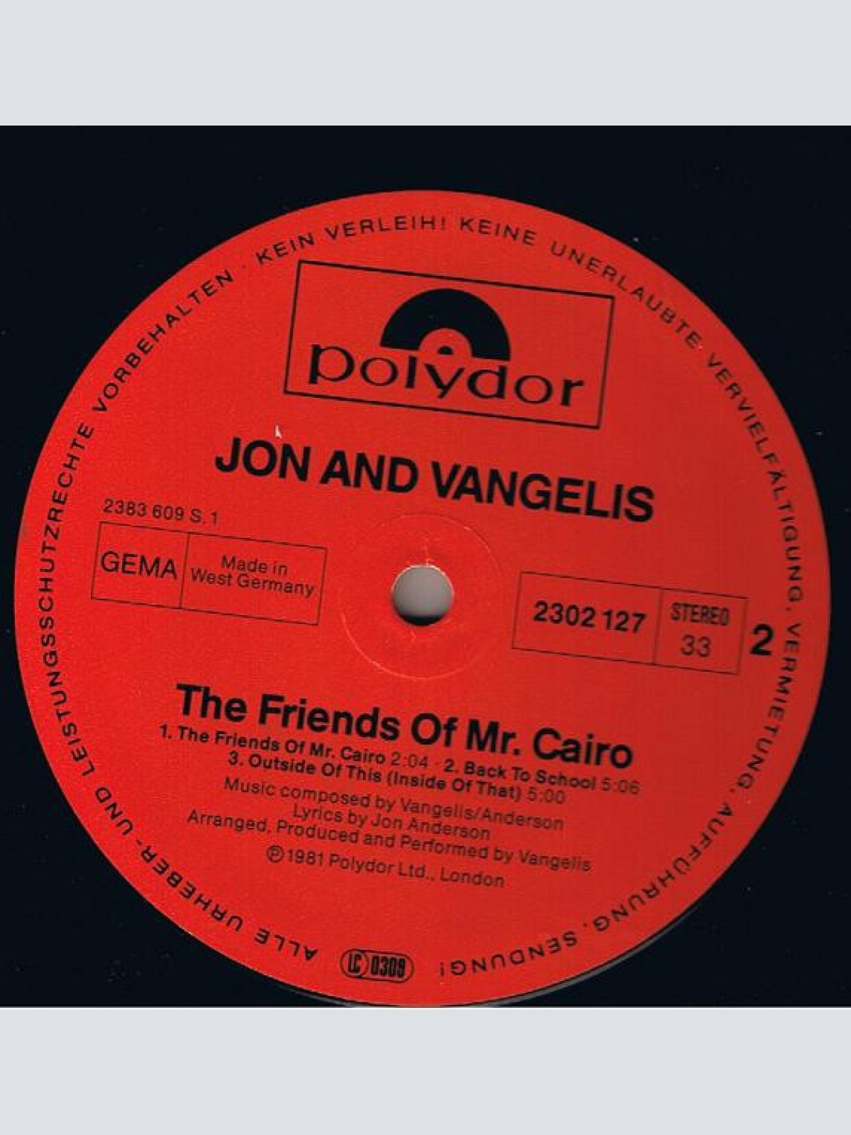 Vinyl / Jon And Vangelis* - The Friends Of Mr. Cairo
