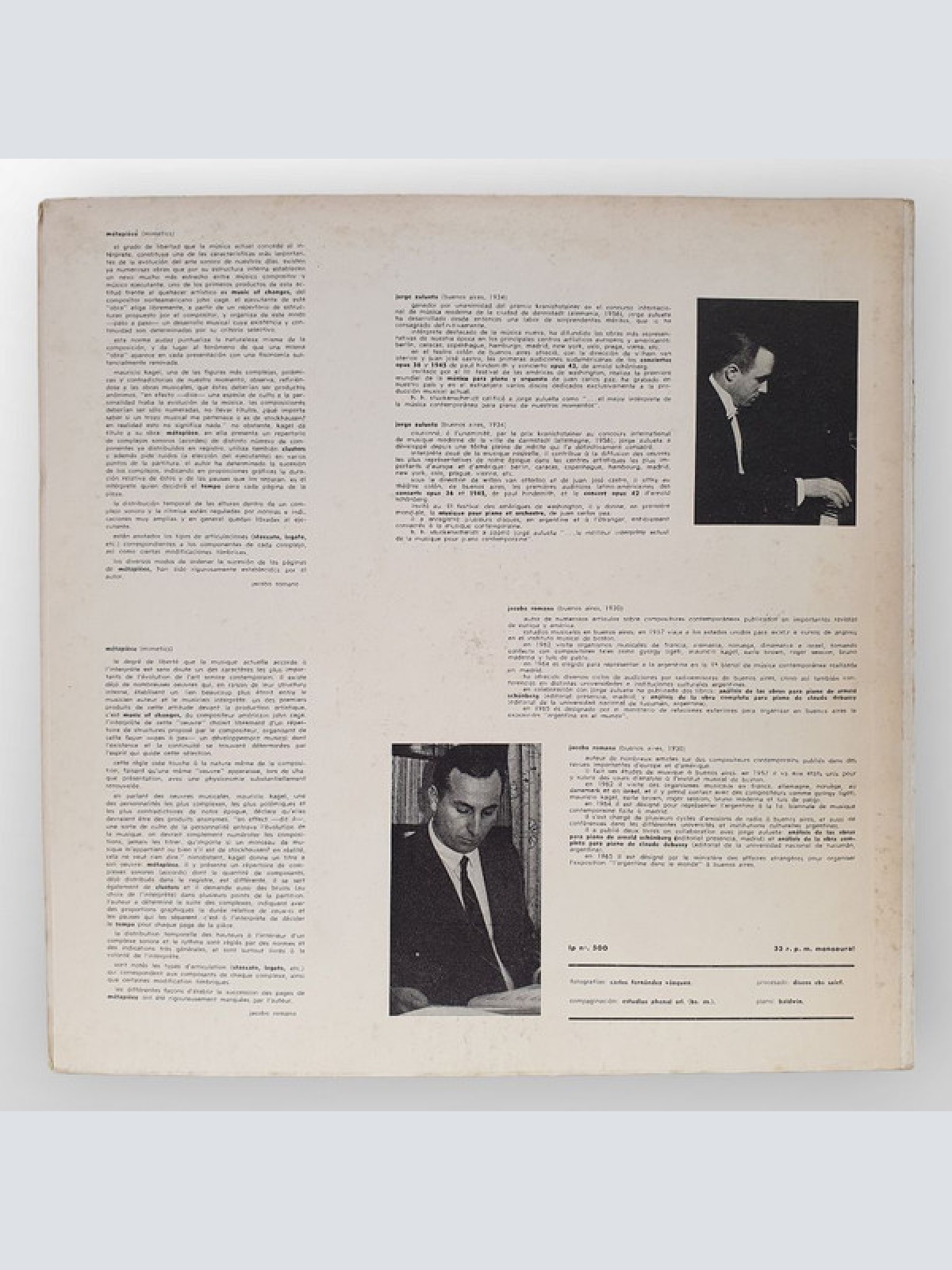 Vinyl / Juan Carlos Paz / Francisco Kröpfl / Mauricio Kagel - Jorge Zulueta - Núcleos - 1a. Serie / Música / Metapiéce (Mimetics)