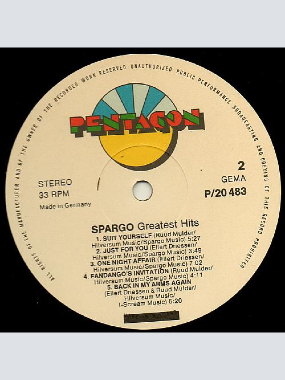 Vinyl / Spargo - Greatest Hits