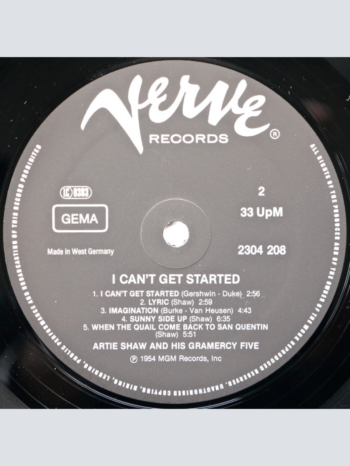 Vinyl / Artie Shaw And His Gramercy Five - I Can't Get Started...