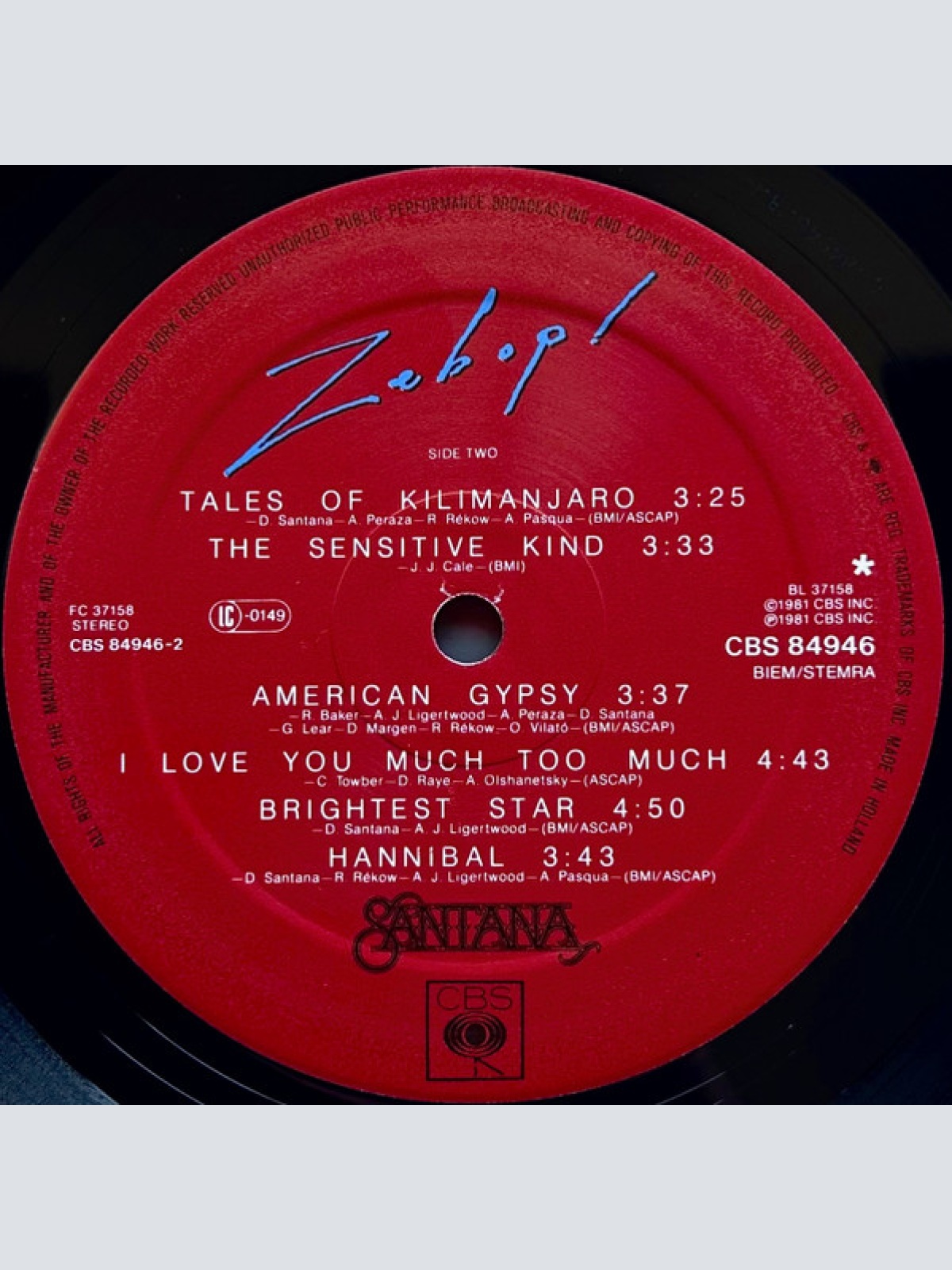 Vinyl / Santana - Zebop!