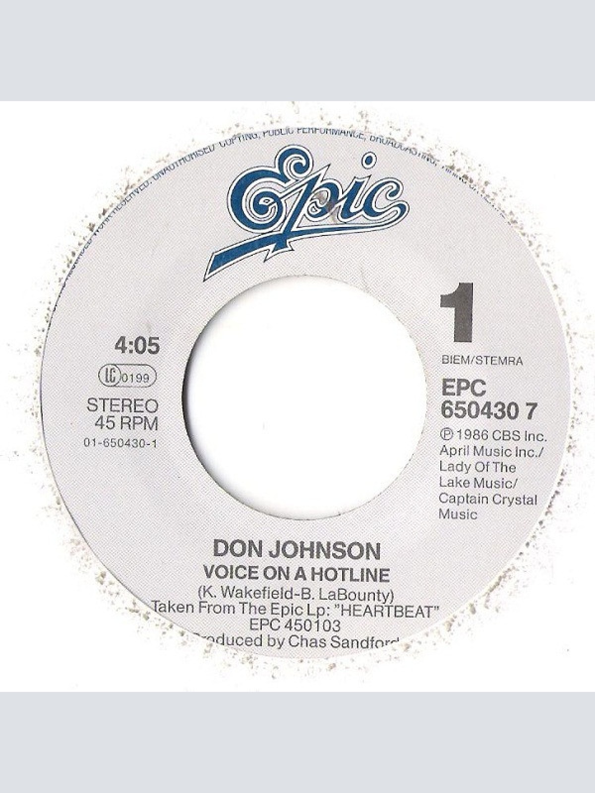 Vinyl / Don Johnson - Voice On A Hotline
