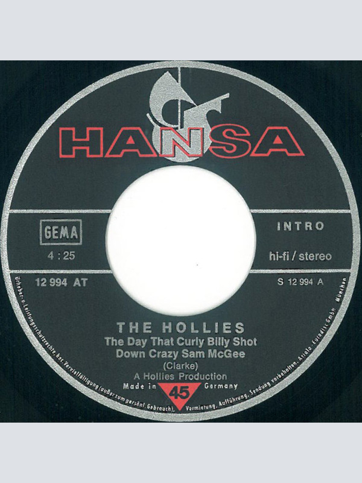 Vinyl / The Hollies - The Day That Curly Billy Shot Down Crazy Sam McGee