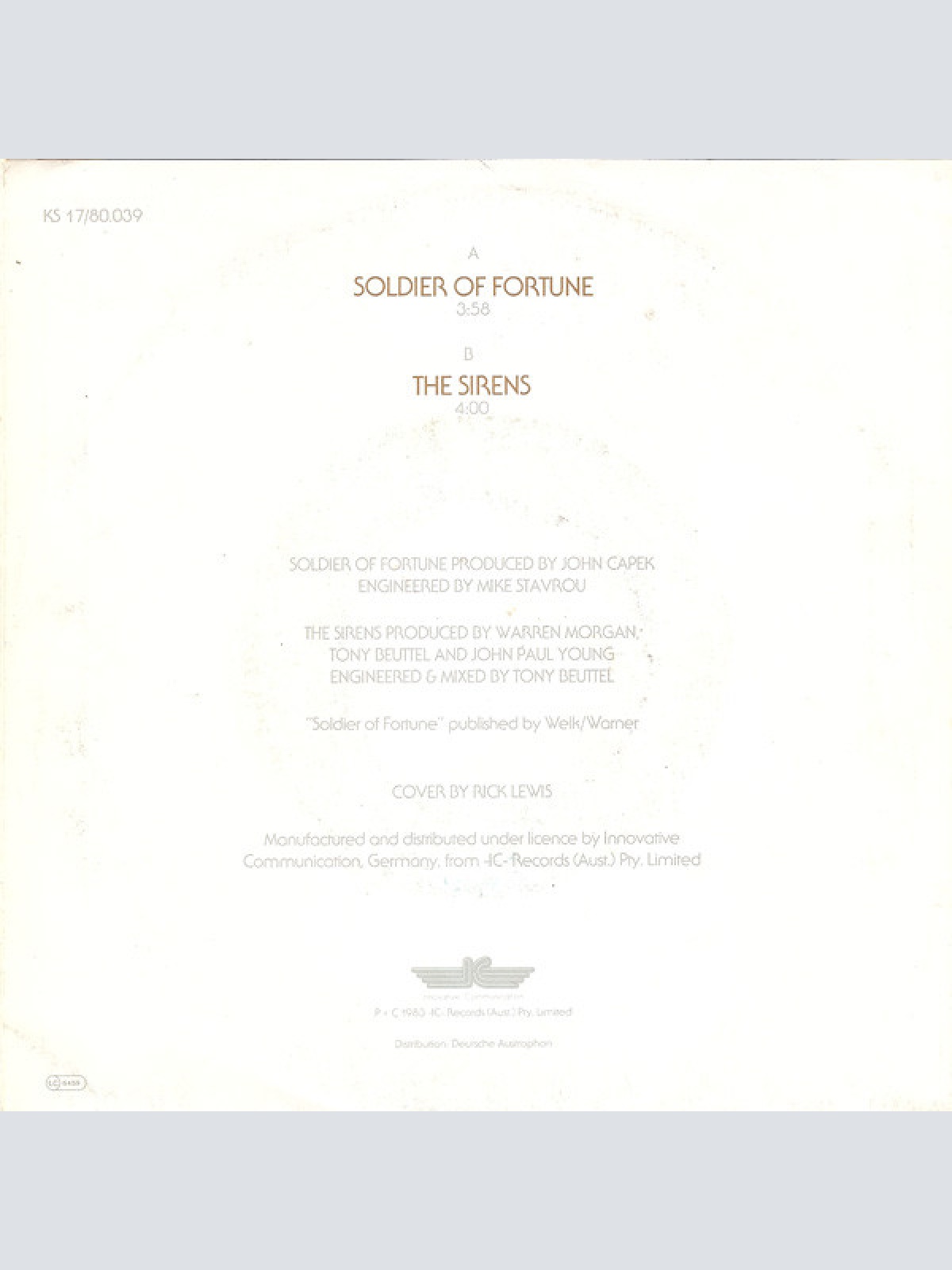 Vinyl / John Paul Young - Soldier Of Fortune