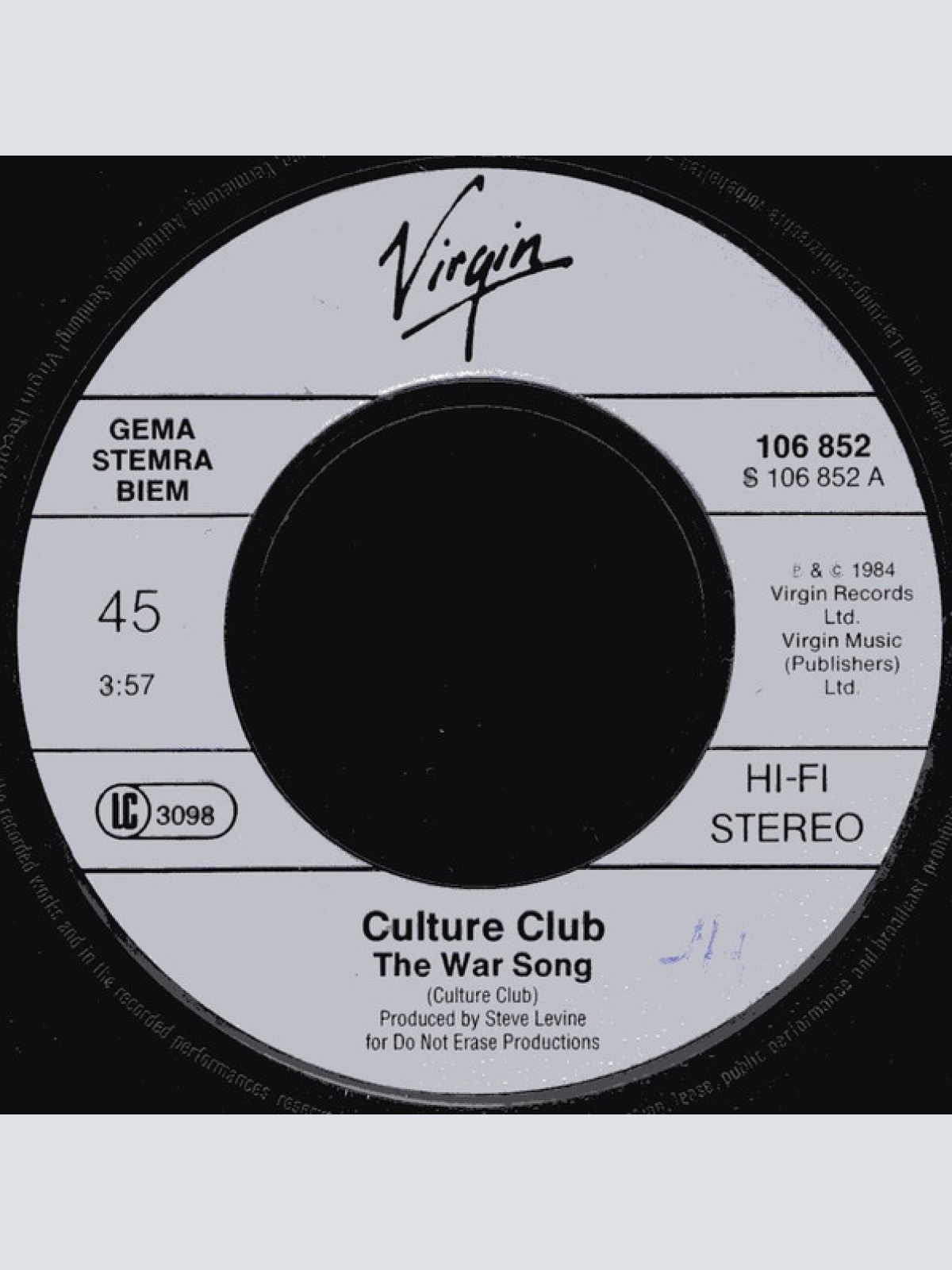 Vinyl / Culture Club - The War Song