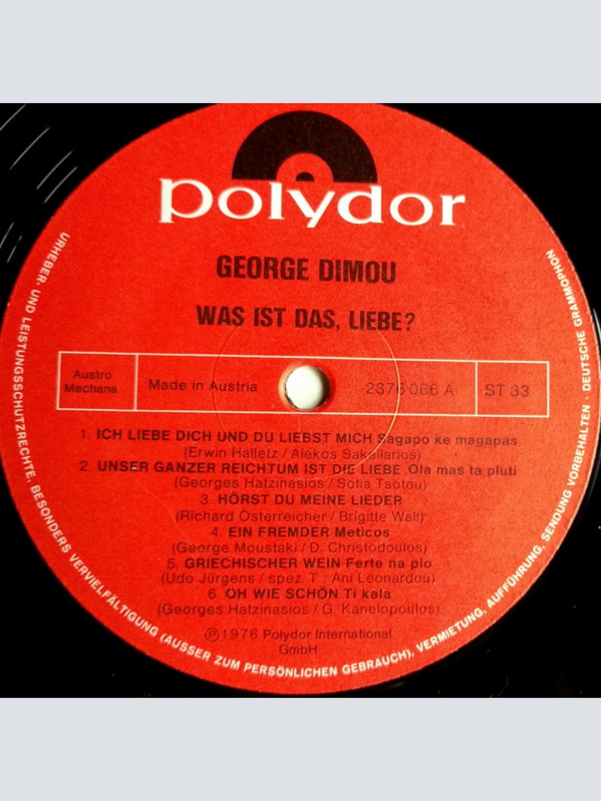 Vinyl / Georges Dimou - Was Ist Das, Liebe?
