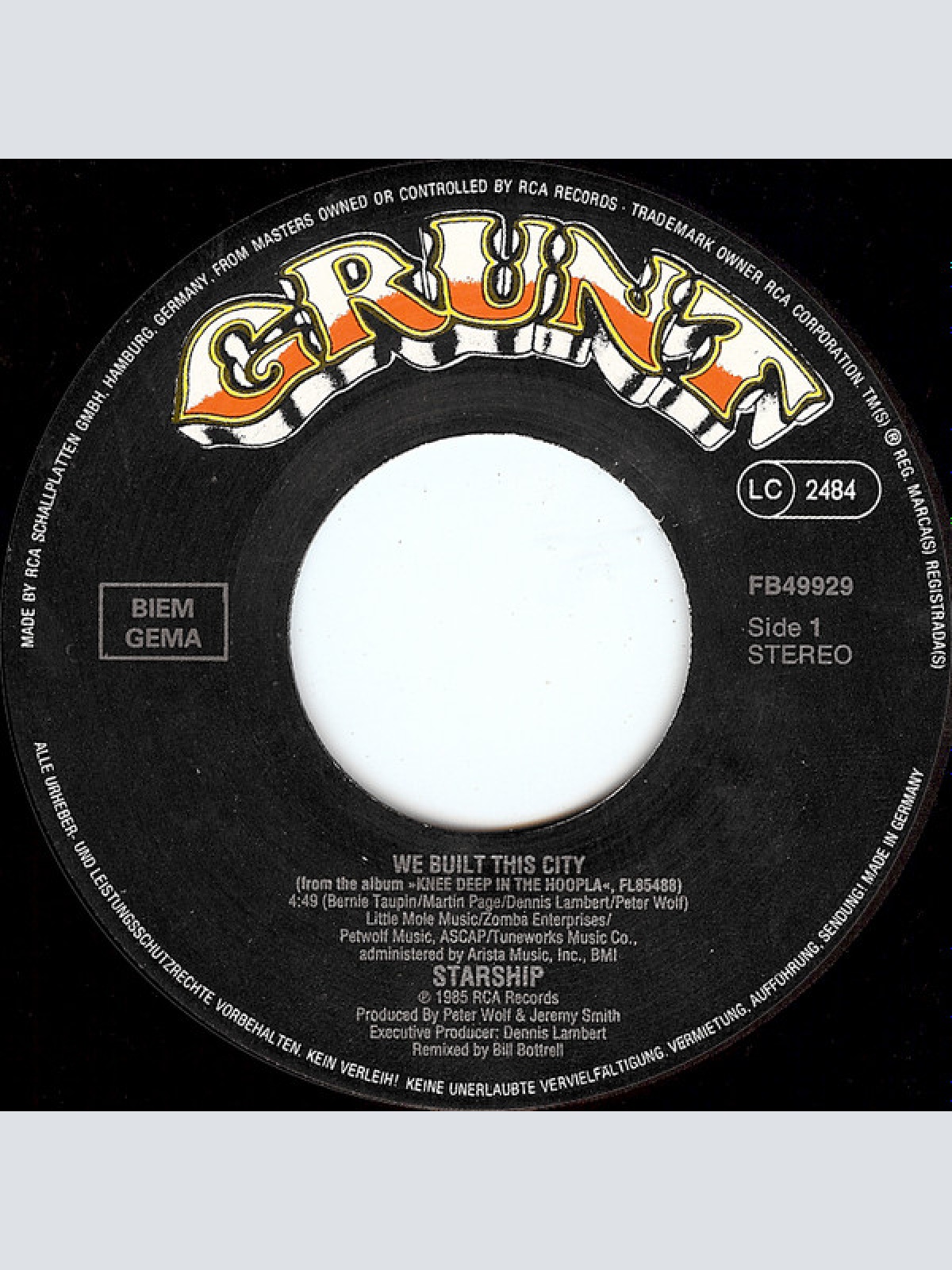 Vinyl / Starship (2) - We Built This City