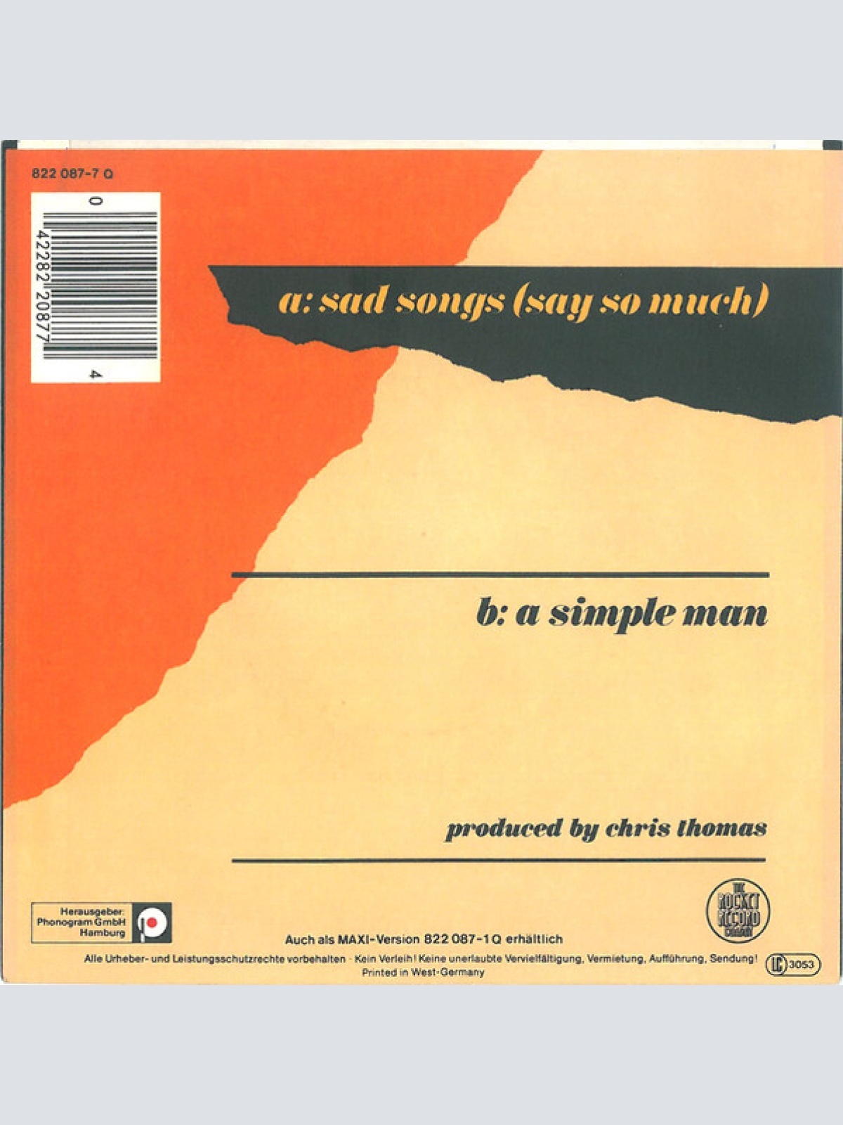 Vinyl / Elton John - Sad Songs (Say So Much)