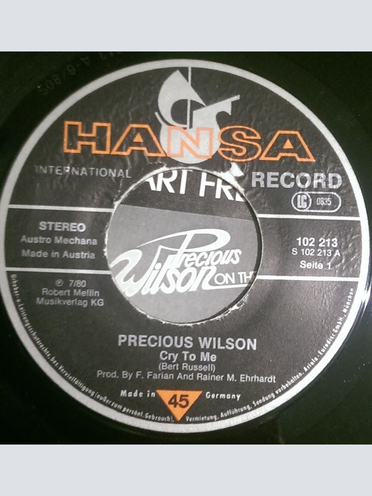 Vinyl / Precious Wilson - Cr-Cr-Cr-Cry To Me