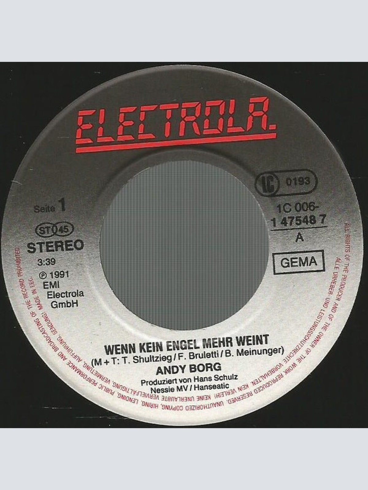 Vinyl / Andy Borg - Wenn Kein Engel Mehr Weint