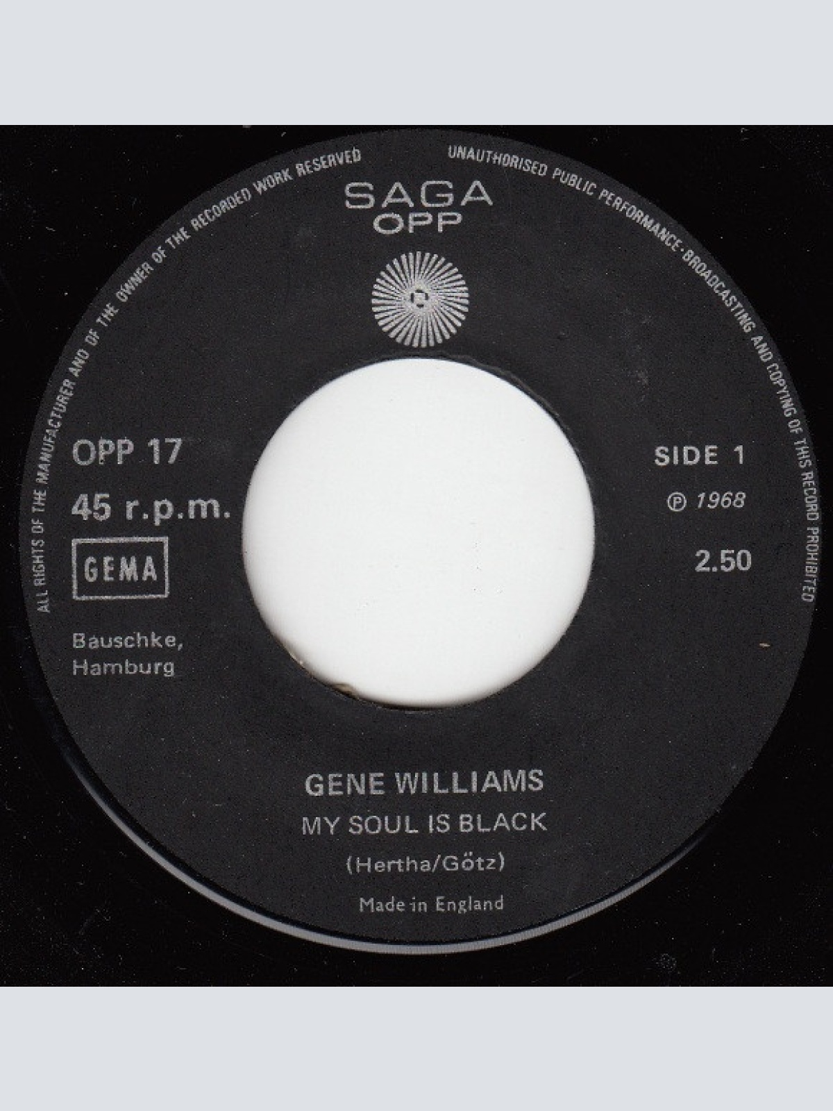 Vinyl / Gene Williams (5) Und Die Dieter Reith Combo* - My Soul Is Black