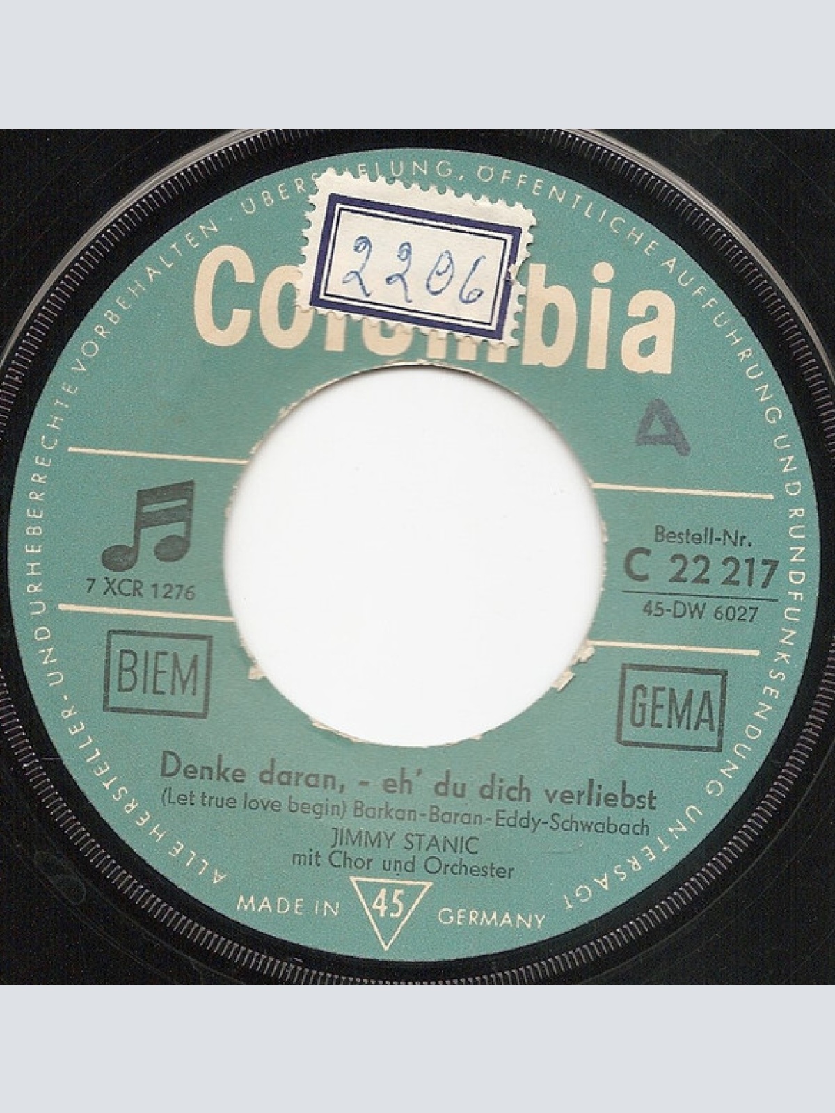 Vinyl / Jimmy Stanic* - Rosen Aus Nizza / Denke Daran, - Eh' Du Dich Verliebst