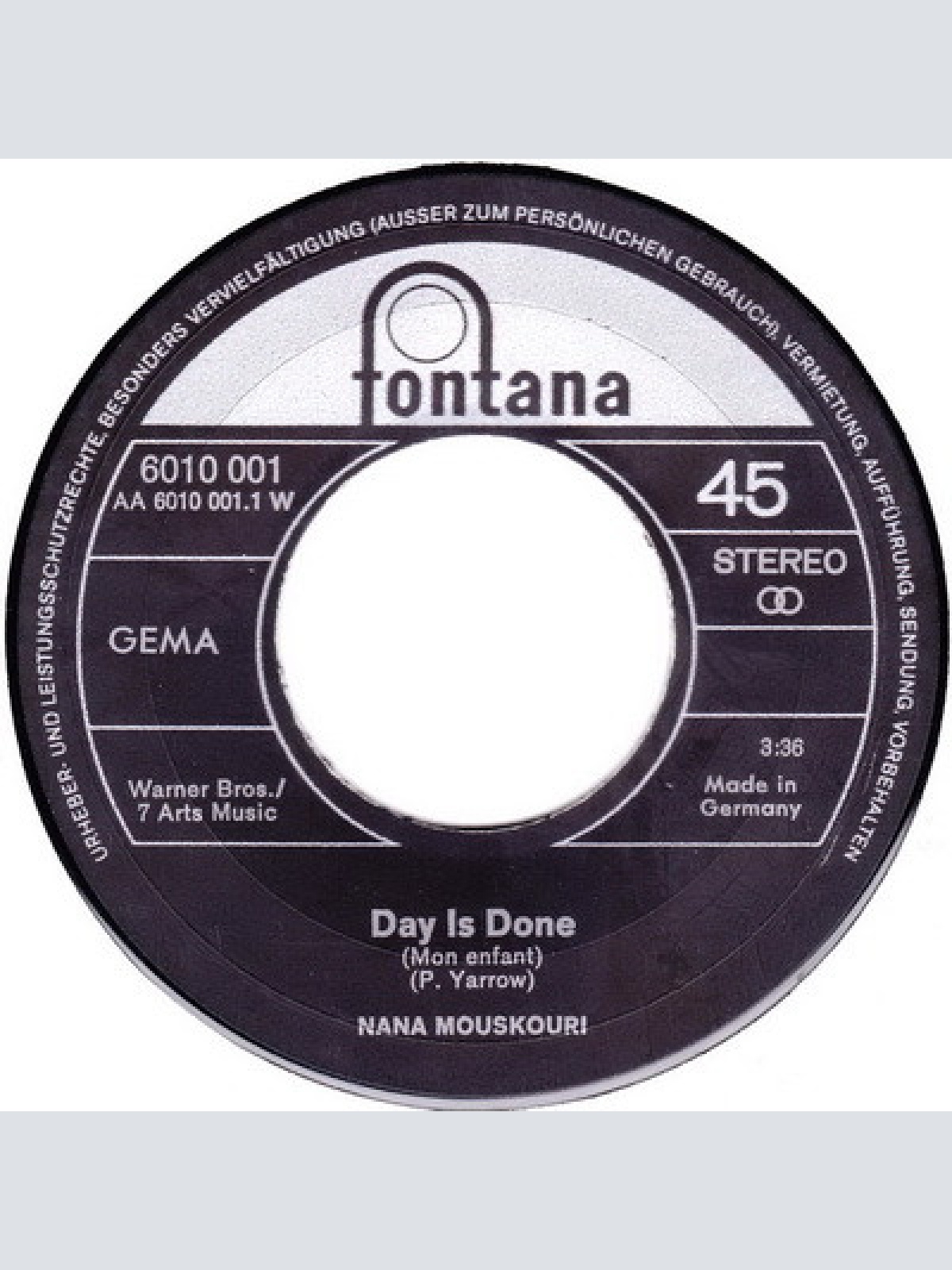 Vinyl / Nana Mouskouri With The Athenians* - Day Is Done (Mon Enfant)