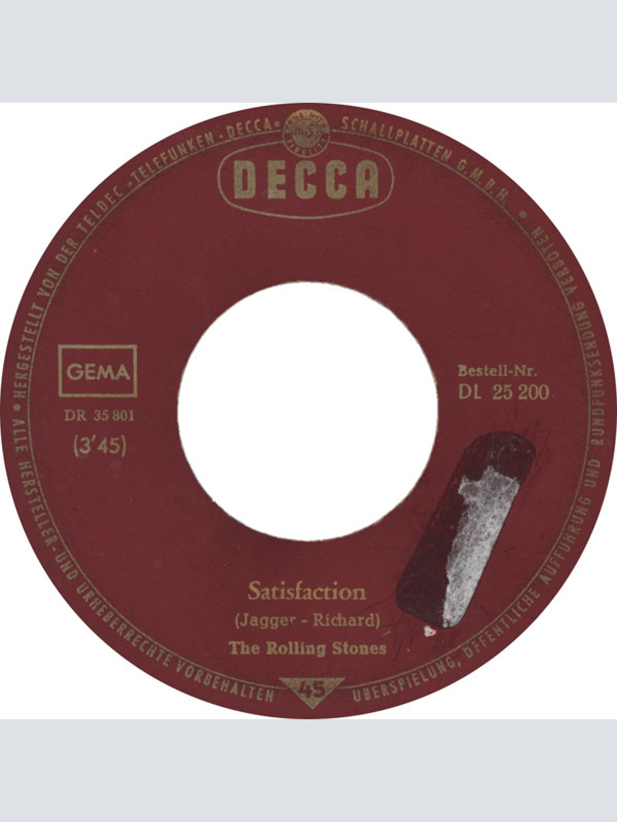 Vinyl / The Rolling Stones - Satisfaction / The Under Assistant