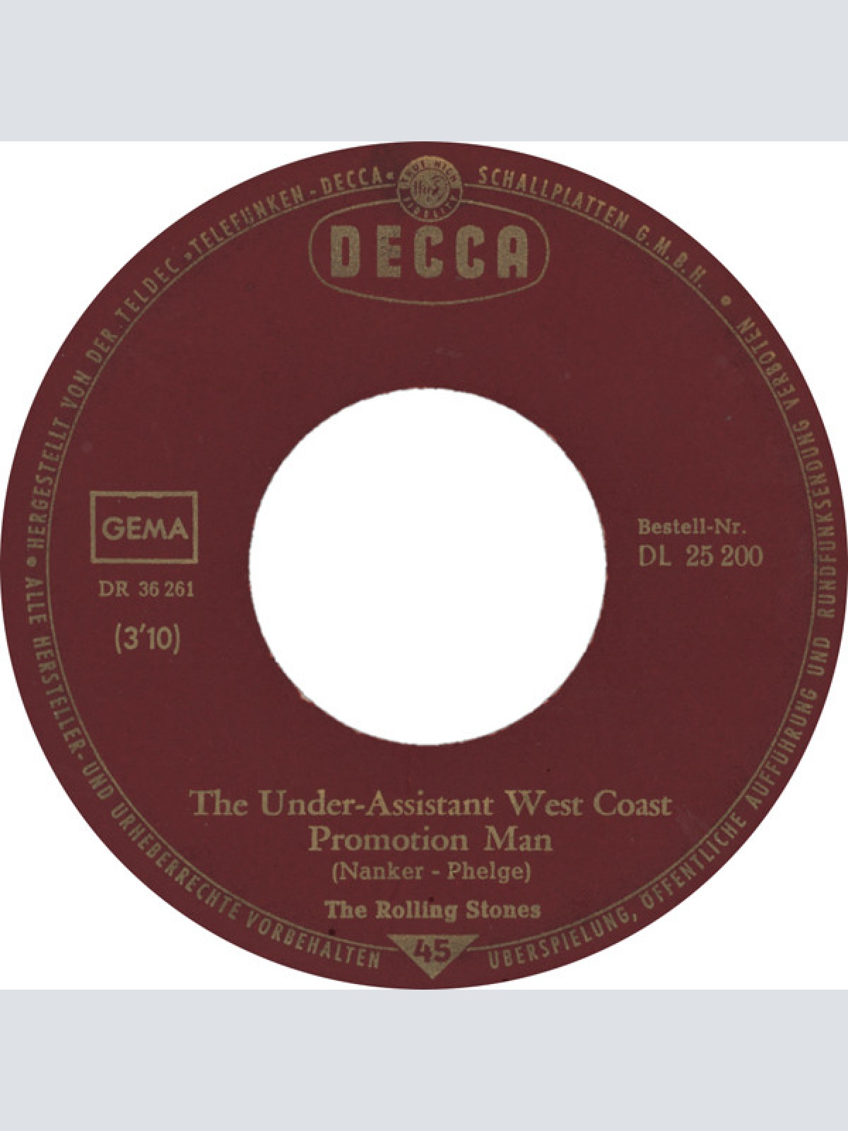 Vinyl / The Rolling Stones - Satisfaction / The Under Assistant