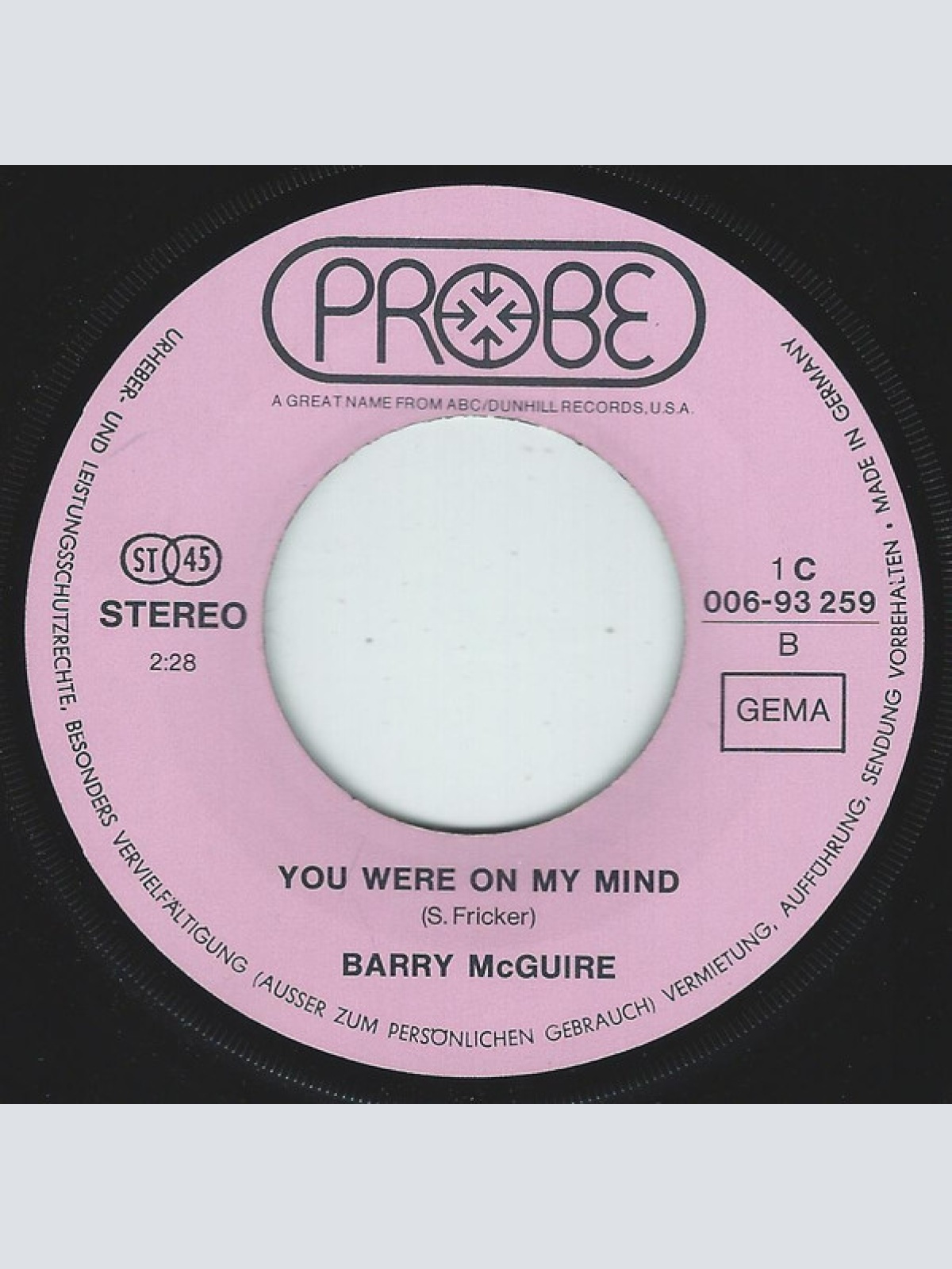 Vinyl / Barry McGuire - Eve Of Destruction / You Were On My Mind