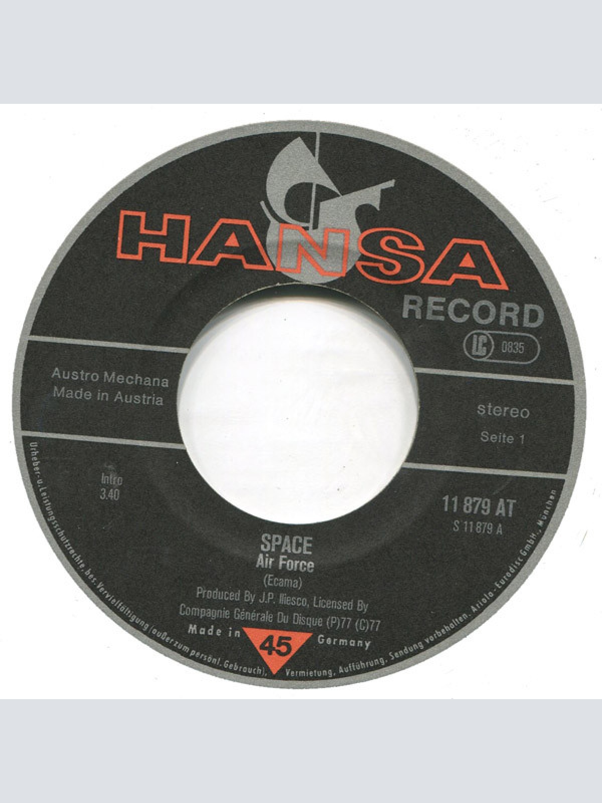 Vinyl / Space - Air Force / Running In The City