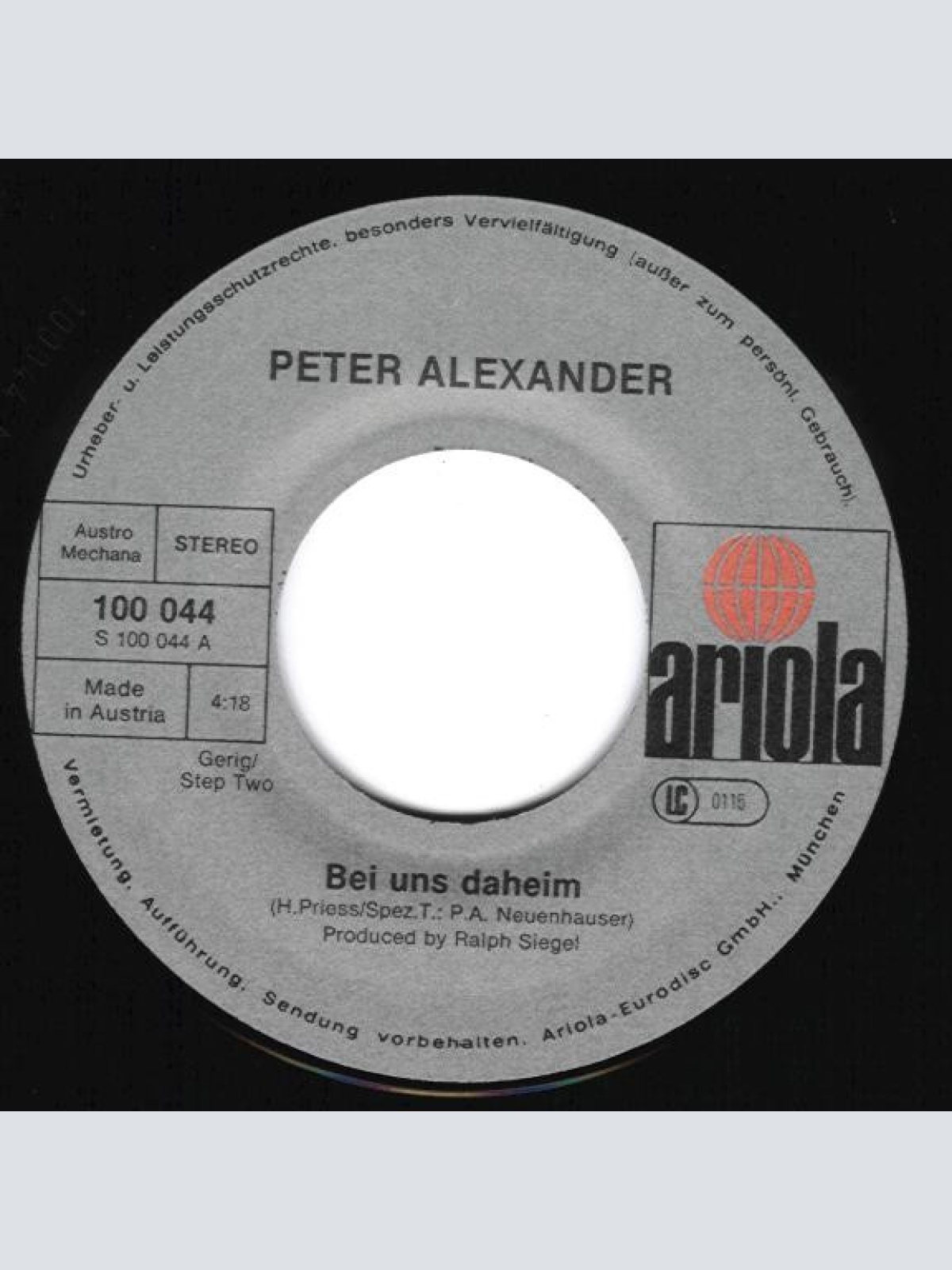 Vinyl / Peter Alexander - Bei Uns Daheim