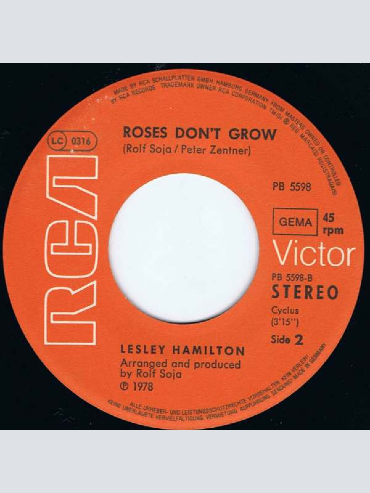 Vinyl / Lesley Hamilton - Capri, The Night And You / Roses Don't Grow