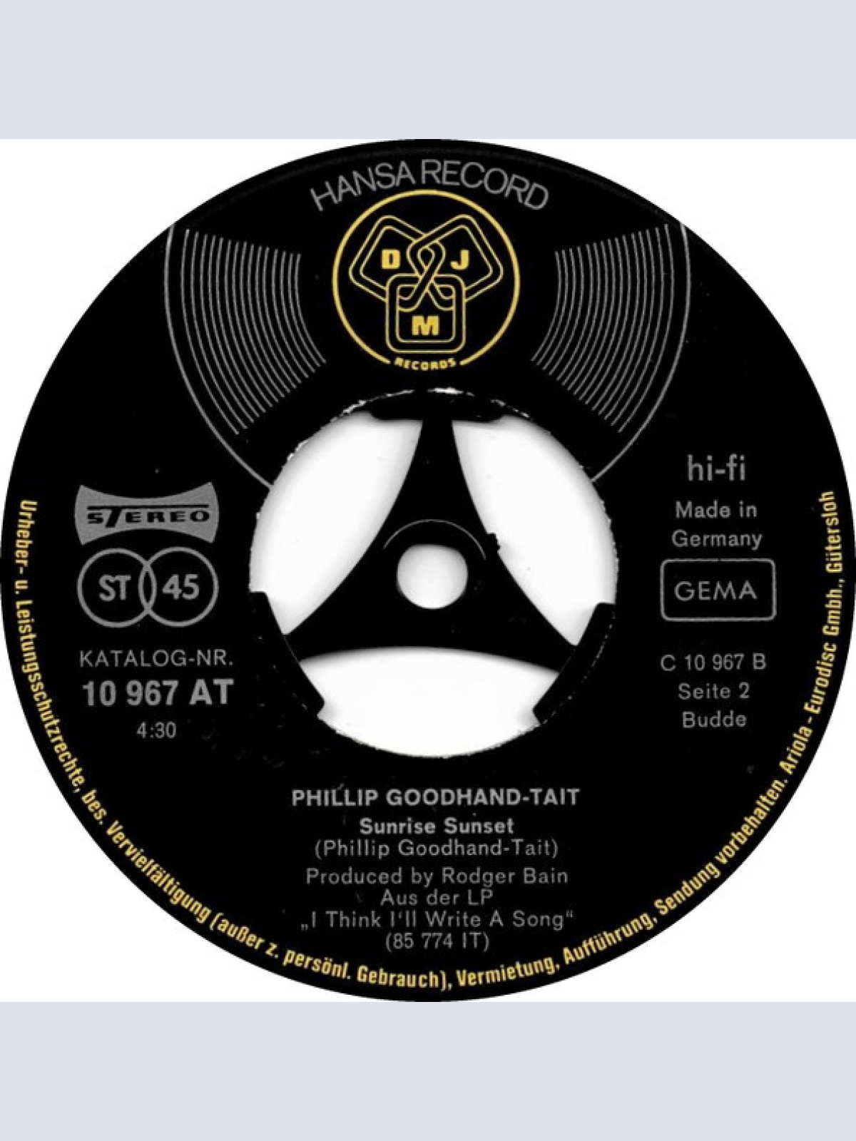 Vinyl / Phillip Goodhand-Tait - Medicine Man  /  Sunrise Sunset