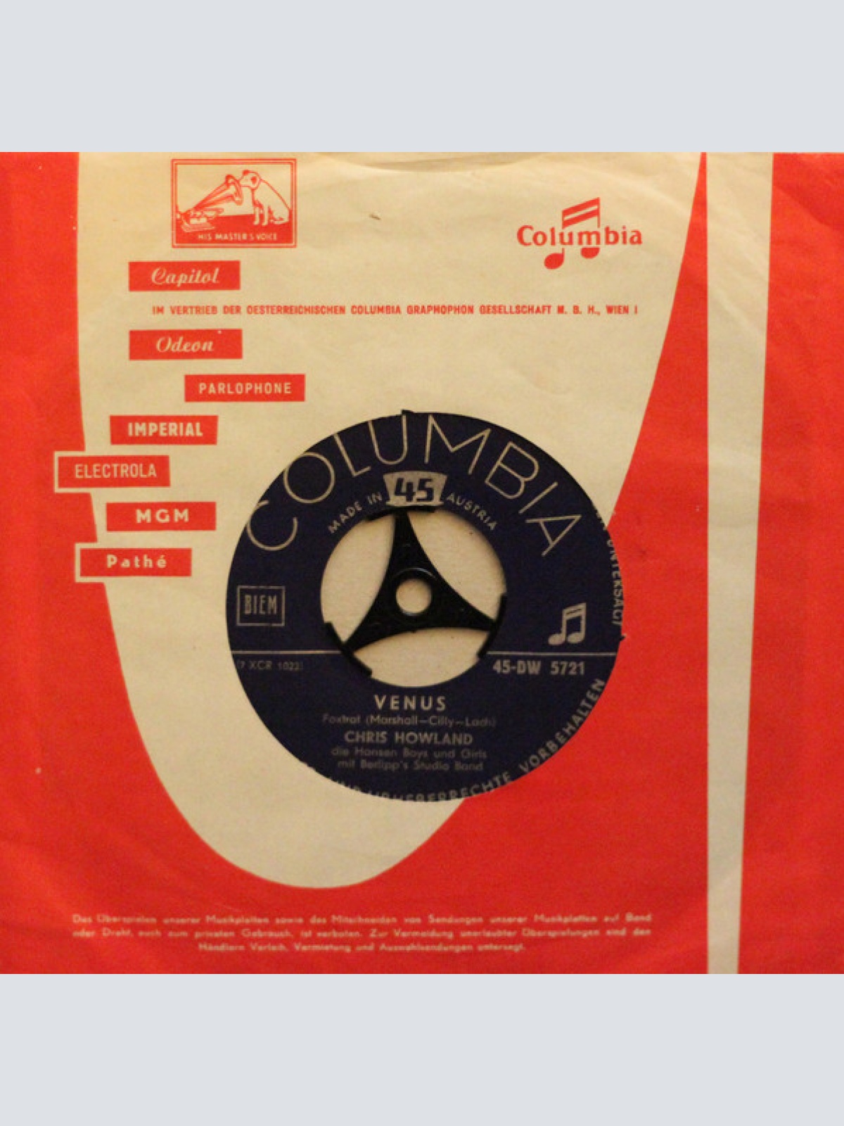 Vinyl / Chris Howland, Die Hansen Boys & Girls, Berlipp's Studio Band - Venus / Patricia