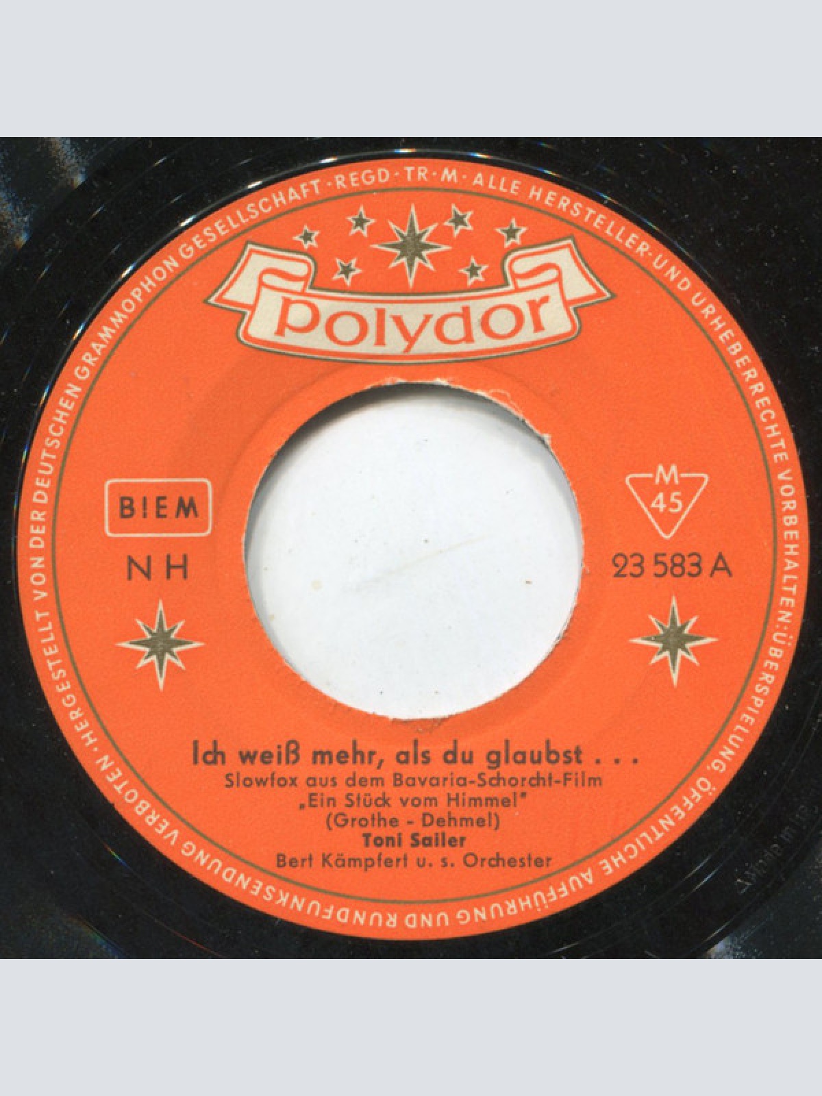 Vinyl / Toni Sailer - Ich Weiß Mehr, Als Du Glaubst ... / Ich Gehe Singend Durch Die Stadt