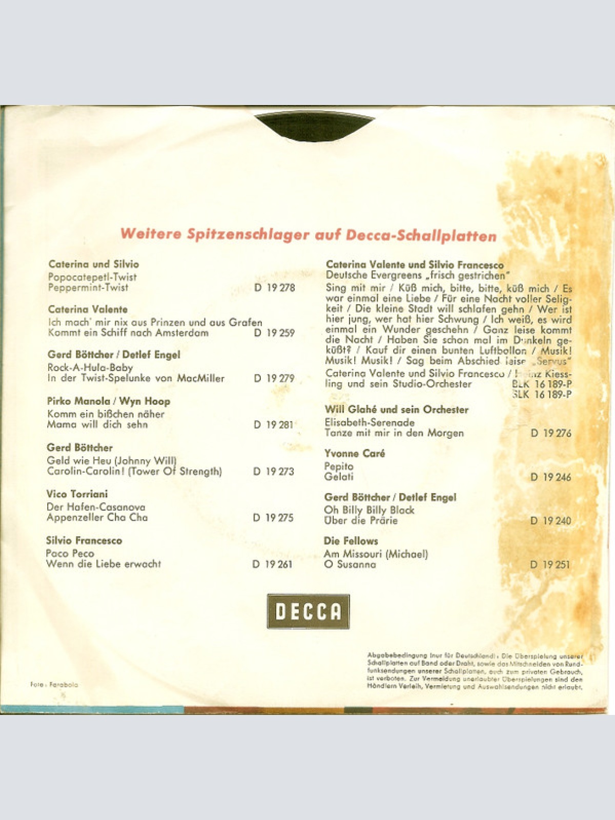 Vinyl / Caterina Valente - Die Andere Catrin