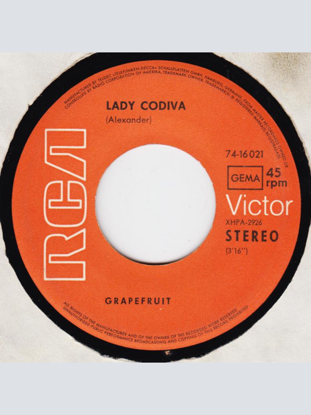 Vinyl / Grapefruit - Lady Godiva (Come Home)