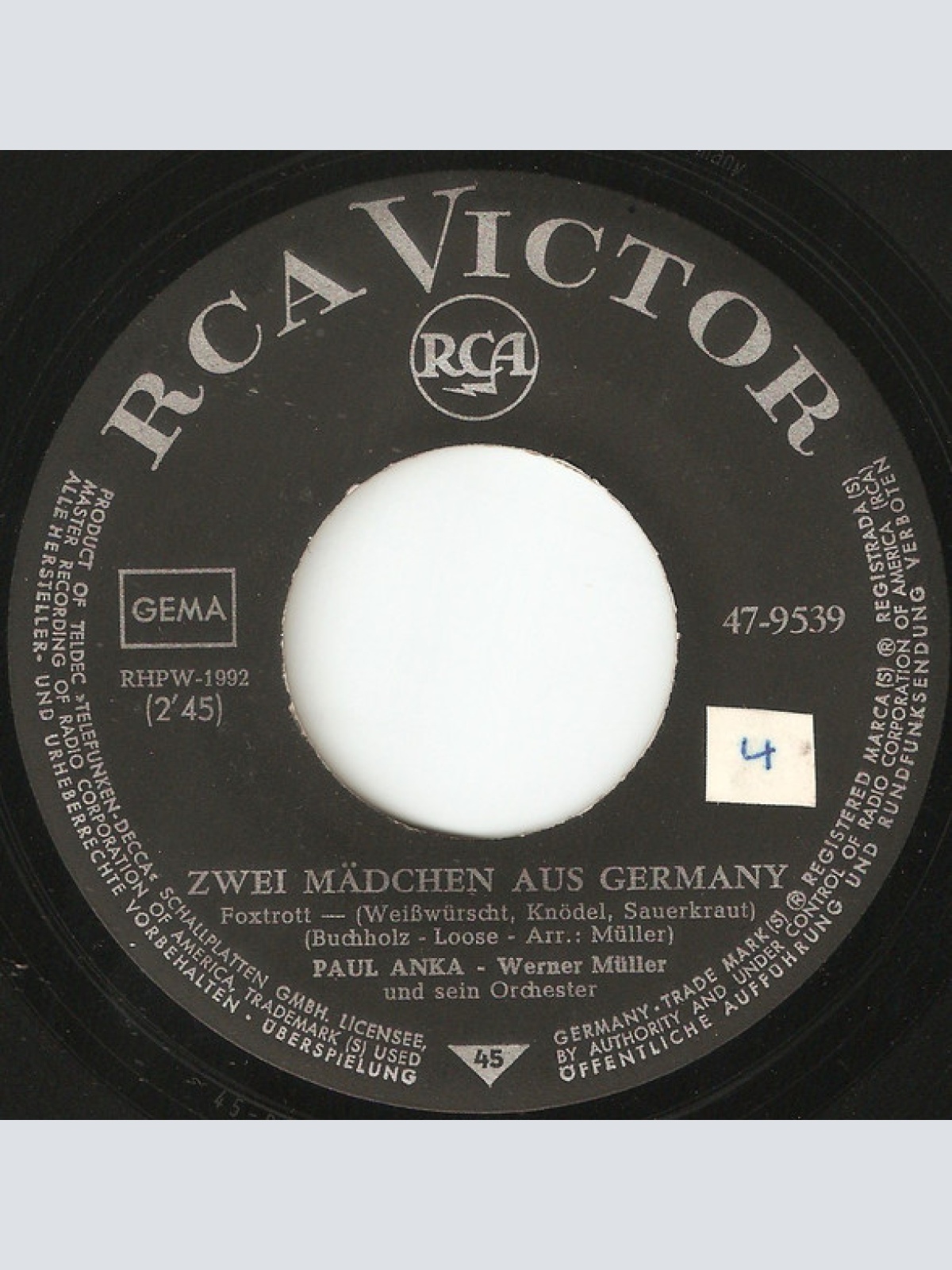 Vinyl / Paul Anka - Zwei Mädchen Aus Germany