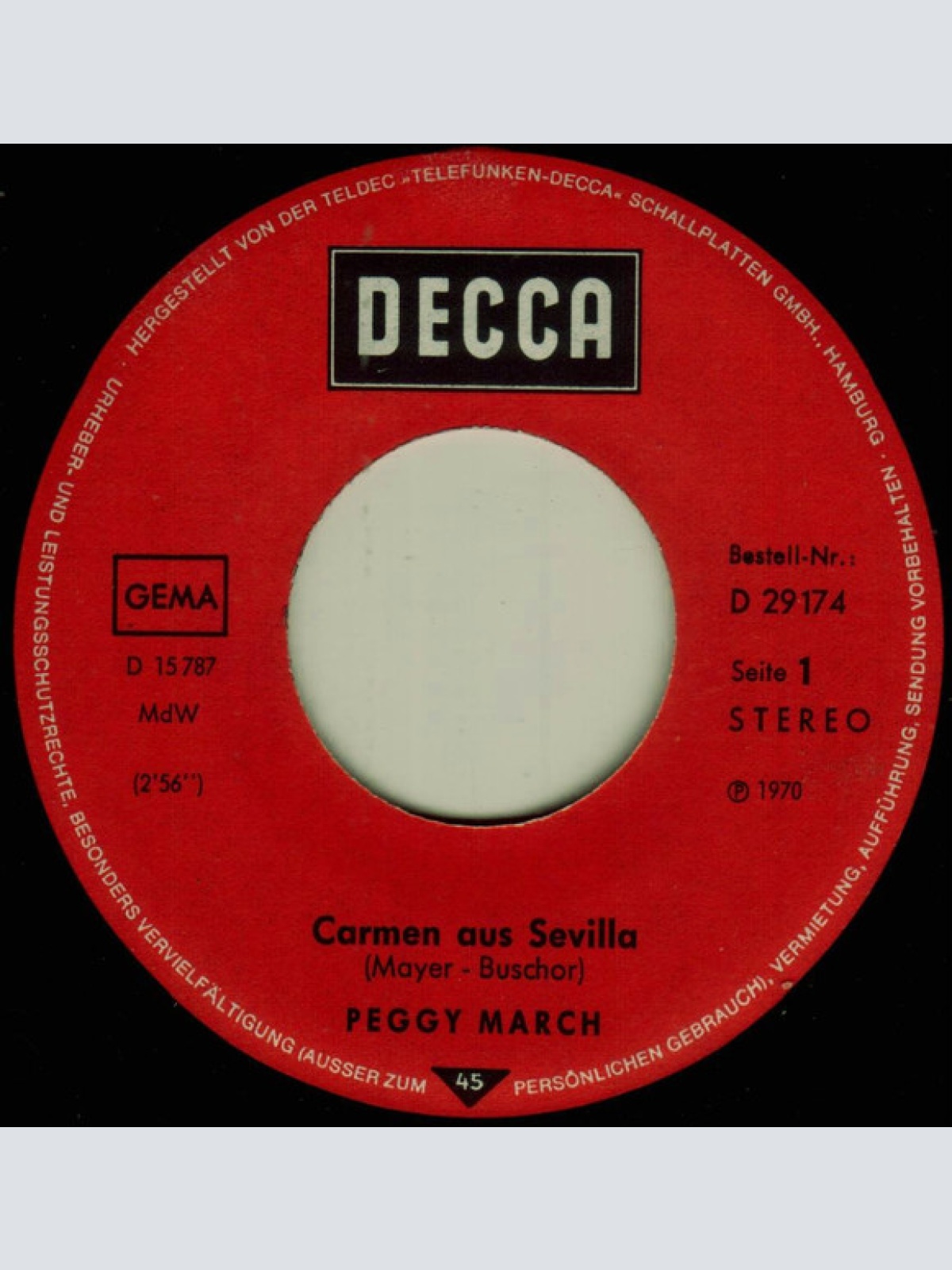 Vinyl / Peggy March - Carmen Aus Sevilla / Ich Schau In Deine Augen