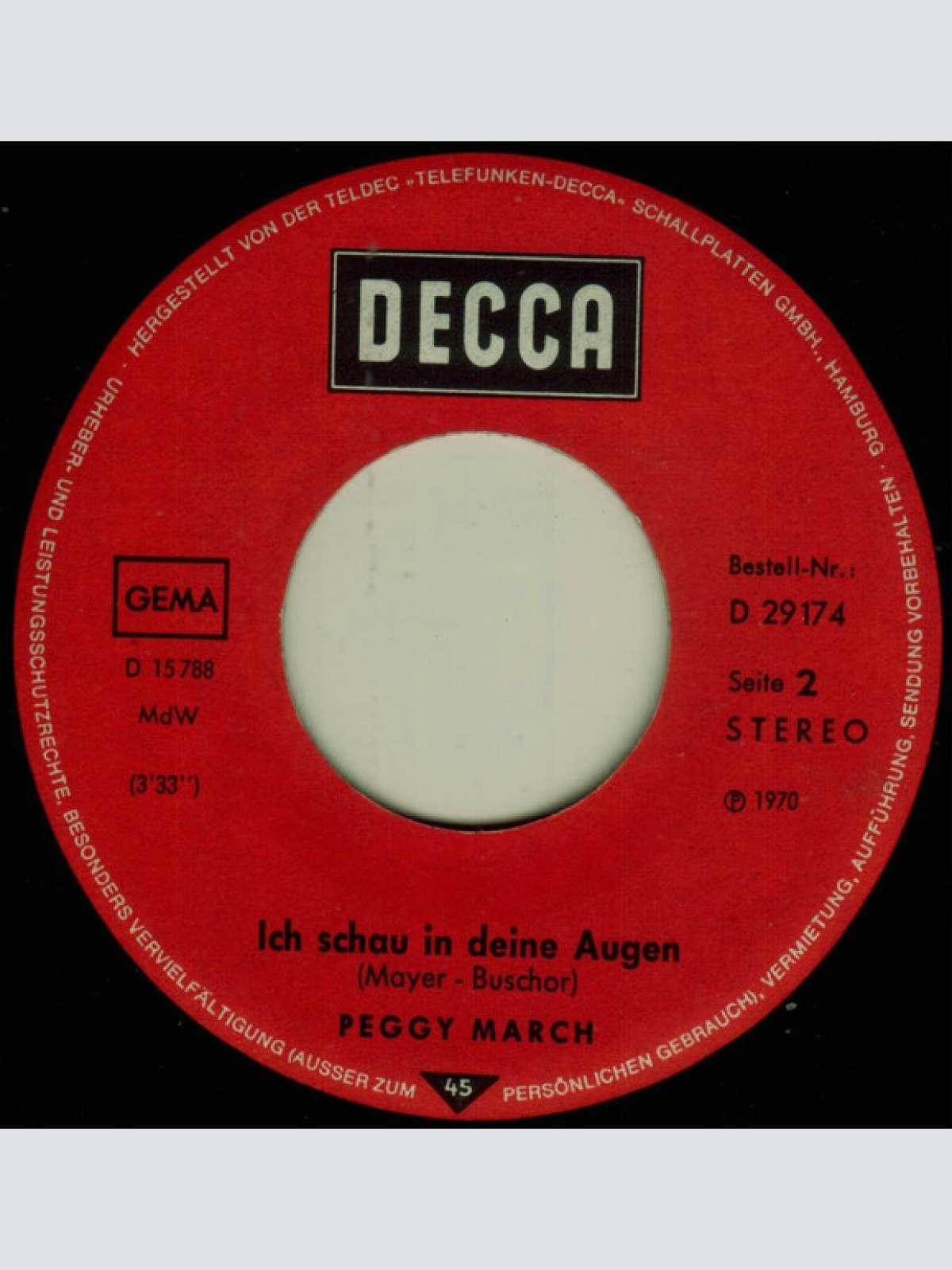 Vinyl / Peggy March - Carmen Aus Sevilla / Ich Schau In Deine Augen