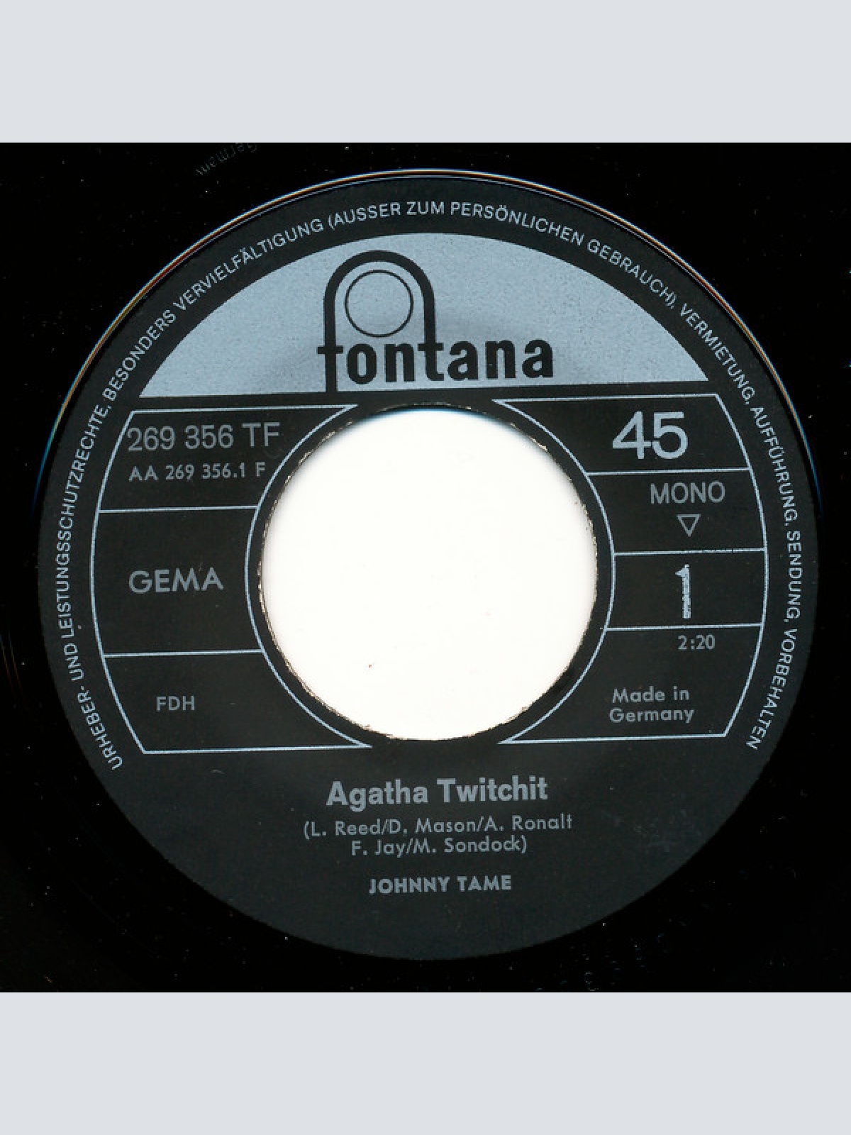Vinyl / Johnny Tame - Agatha Twitchit
