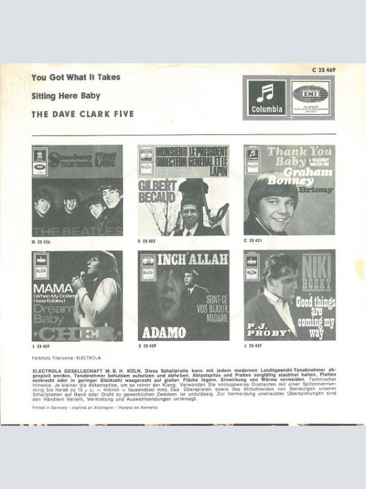 Vinyl / The Dave Clark Five - You Got What It Takes / Sitting Here Baby