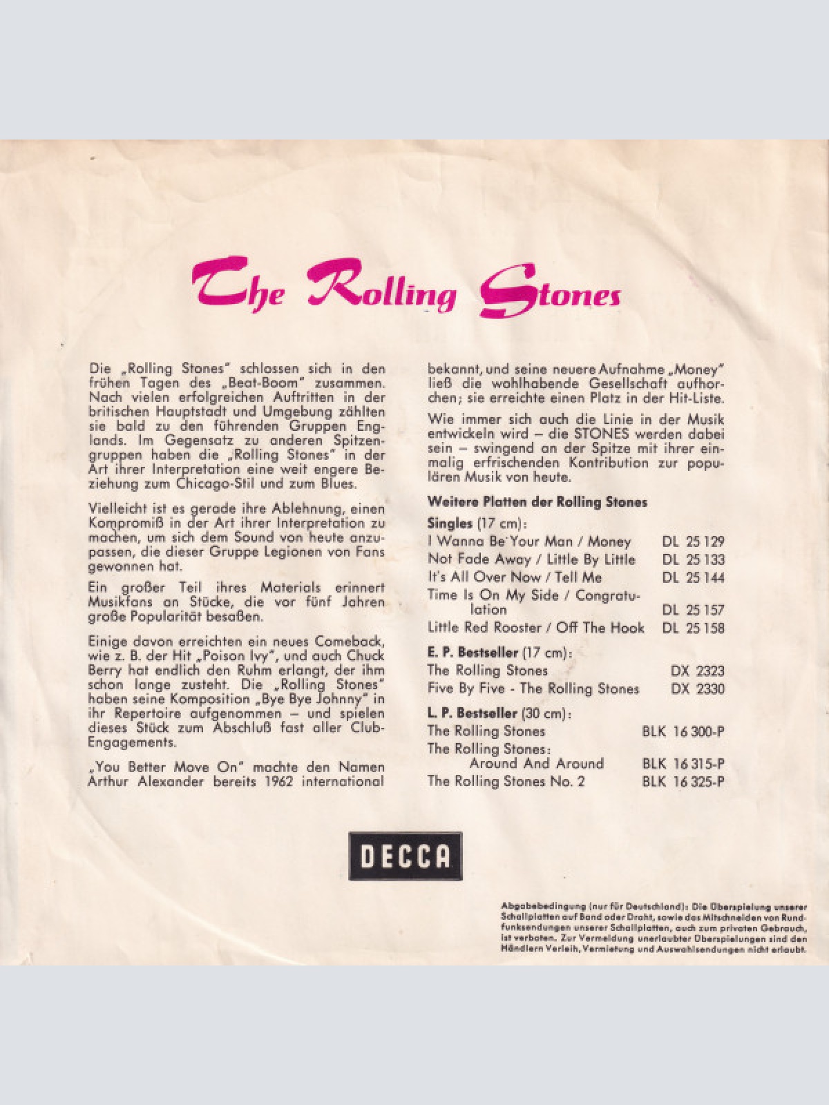 Vinyl / The Rolling Stones - The Last Time / Play With Fire