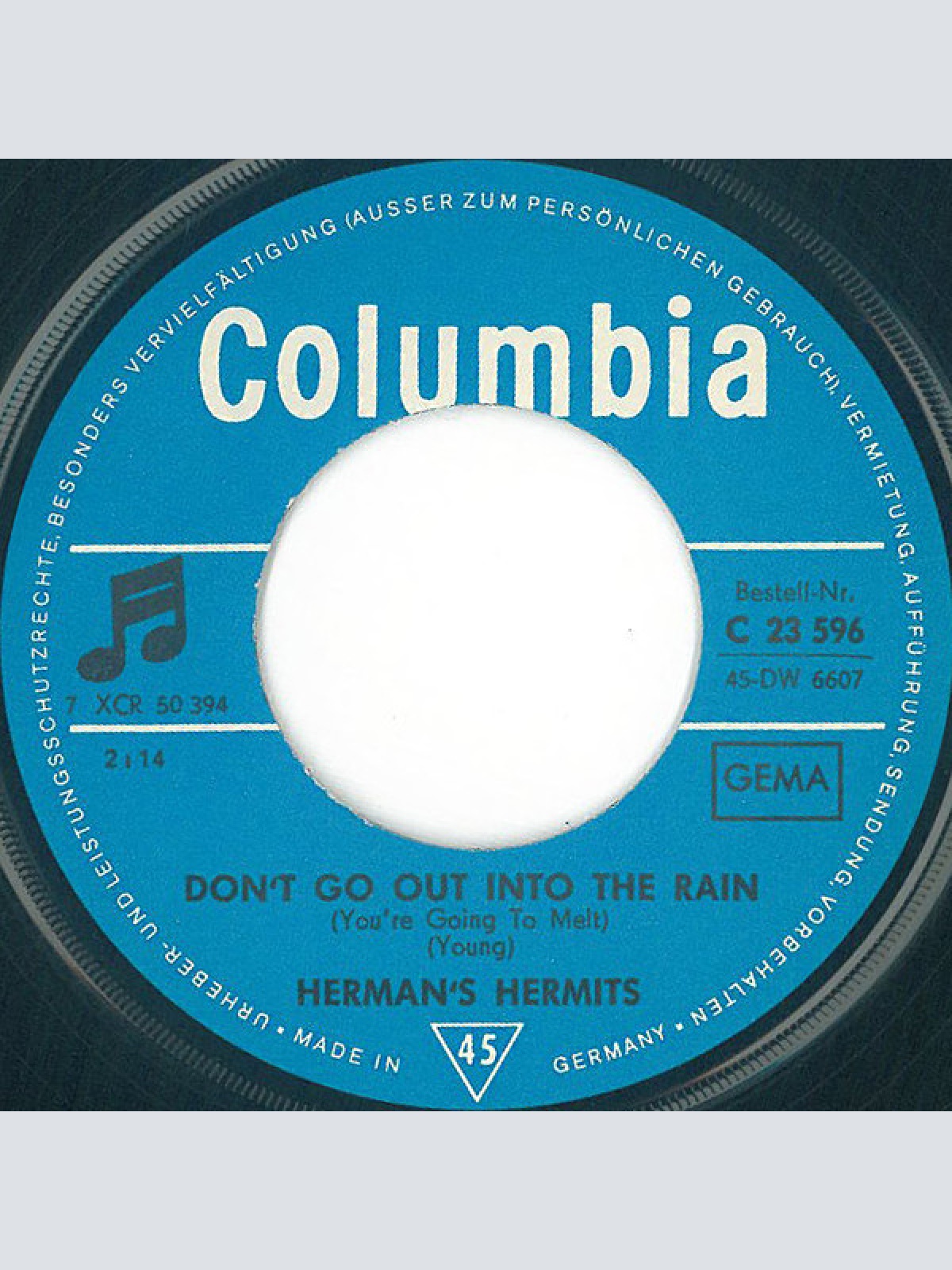 Vinyl / Herman's Hermits - Don't Go Out Into The Rain / Last Bus Home
