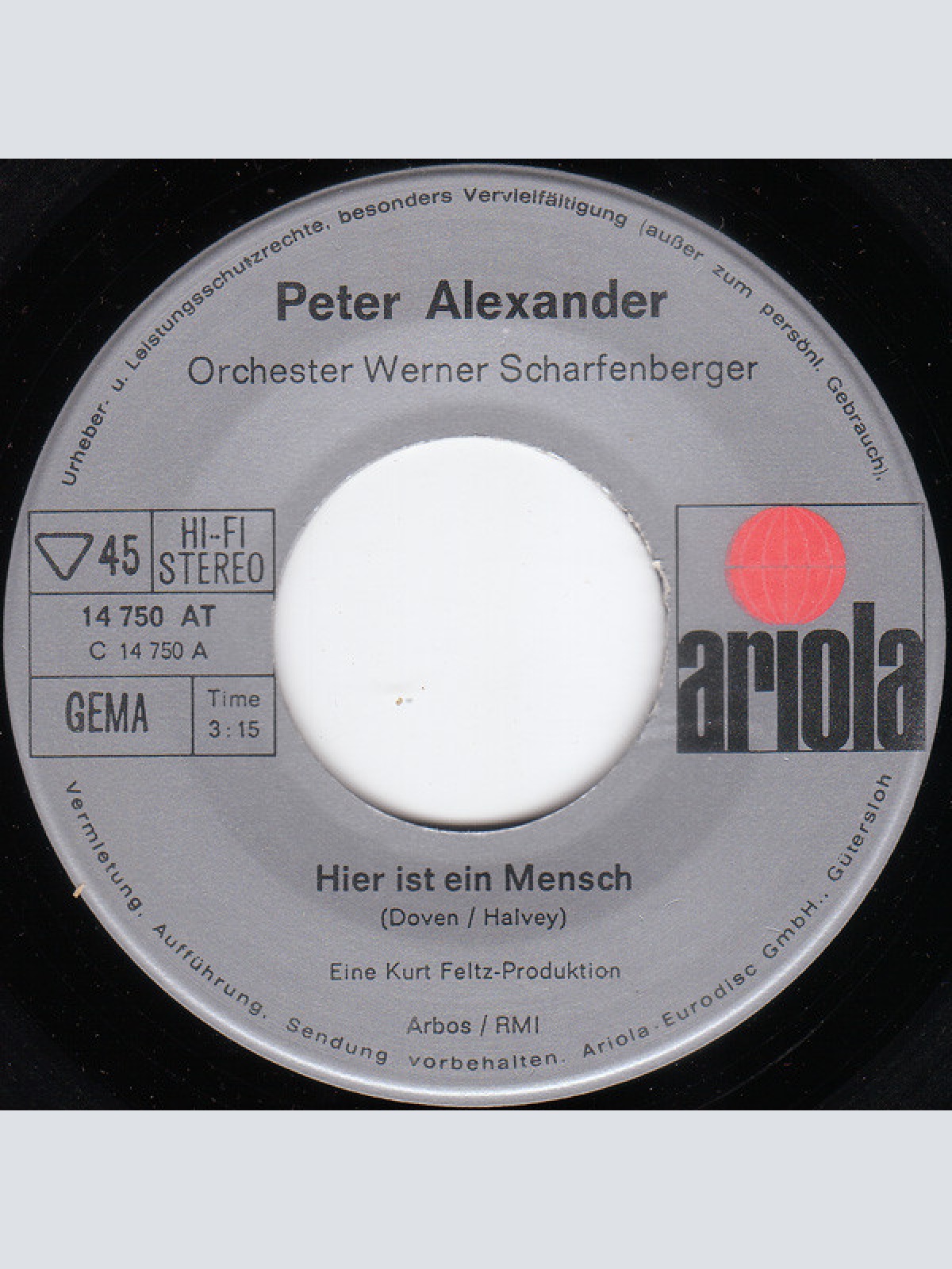 Vinyl / Peter Alexander - Hier Ist Ein Mensch