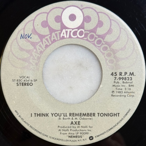 Vinyl / Axe - I Think You'll Remember Tonight