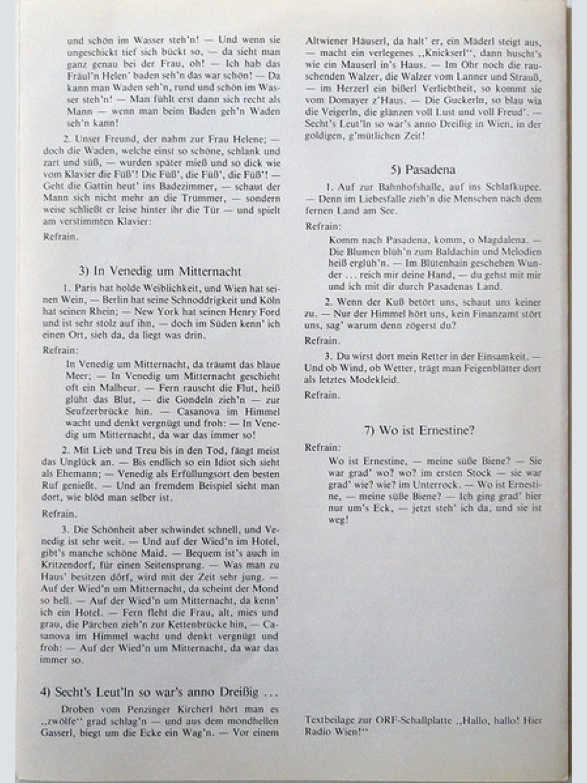 Vinyl / Various - Hallo, Hallo ! Hier Radio Wien! (Aus Dem Sender - Schlagerliederbuch 1925)