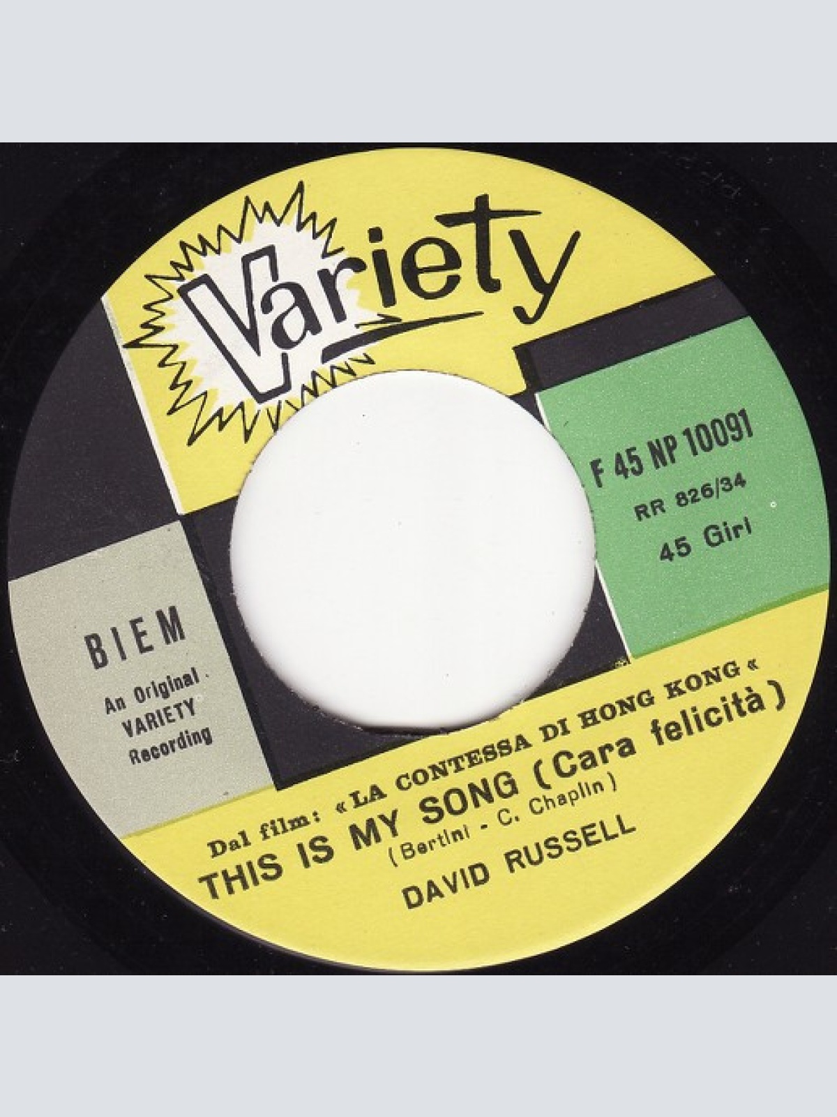 Vinyl / David Russell (17) - This Is My Song (Cara Felicità) / Tema D'Amore