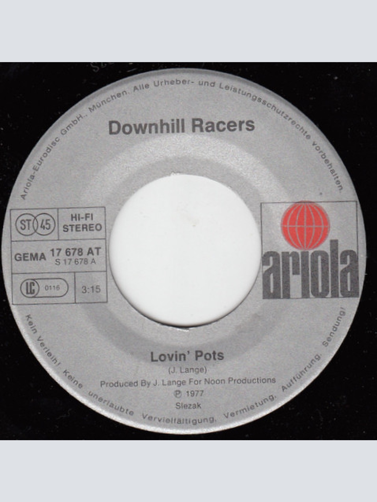 Vinyl / Downhill Racers - Lovin' Pots / Lovely Vanessa